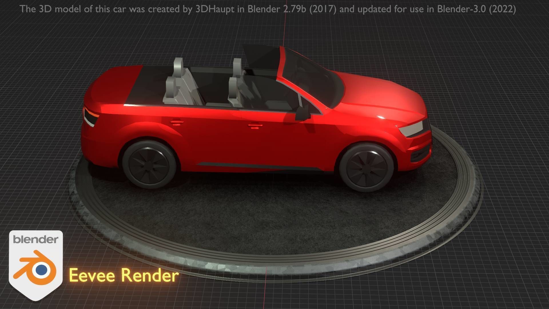 City Car 32 SUV Cabrio Open Type-B Red Low-poly 3D model_46