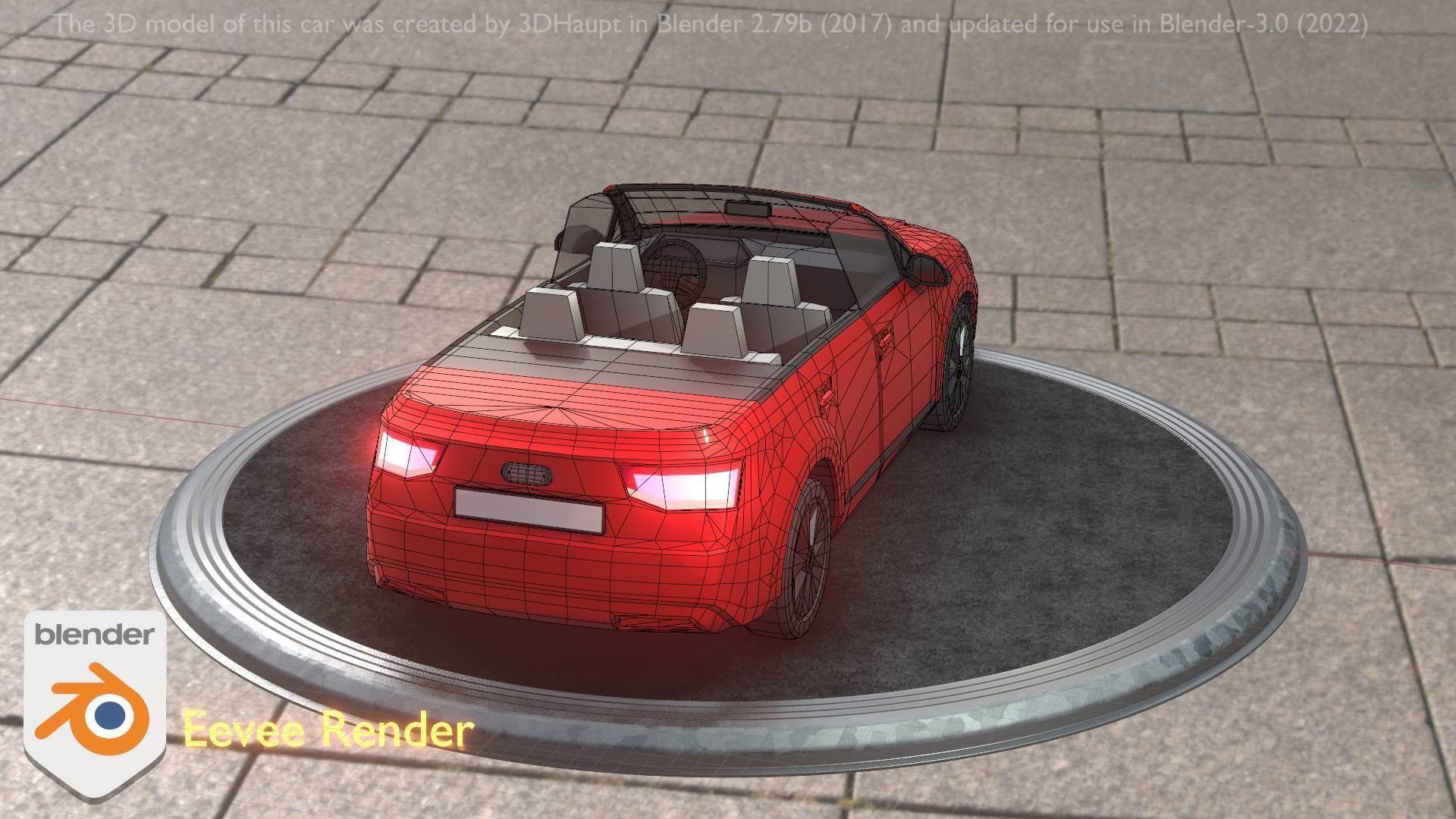 City Car 32 SUV Cabrio Open Type-B Red Low-poly 3D model_97