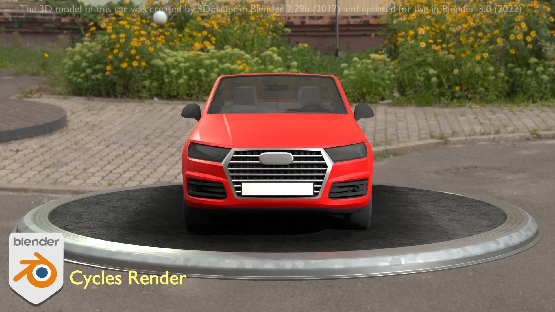 City Car 32 SUV Cabrio Open Type-B Red Low-poly 3D model_12