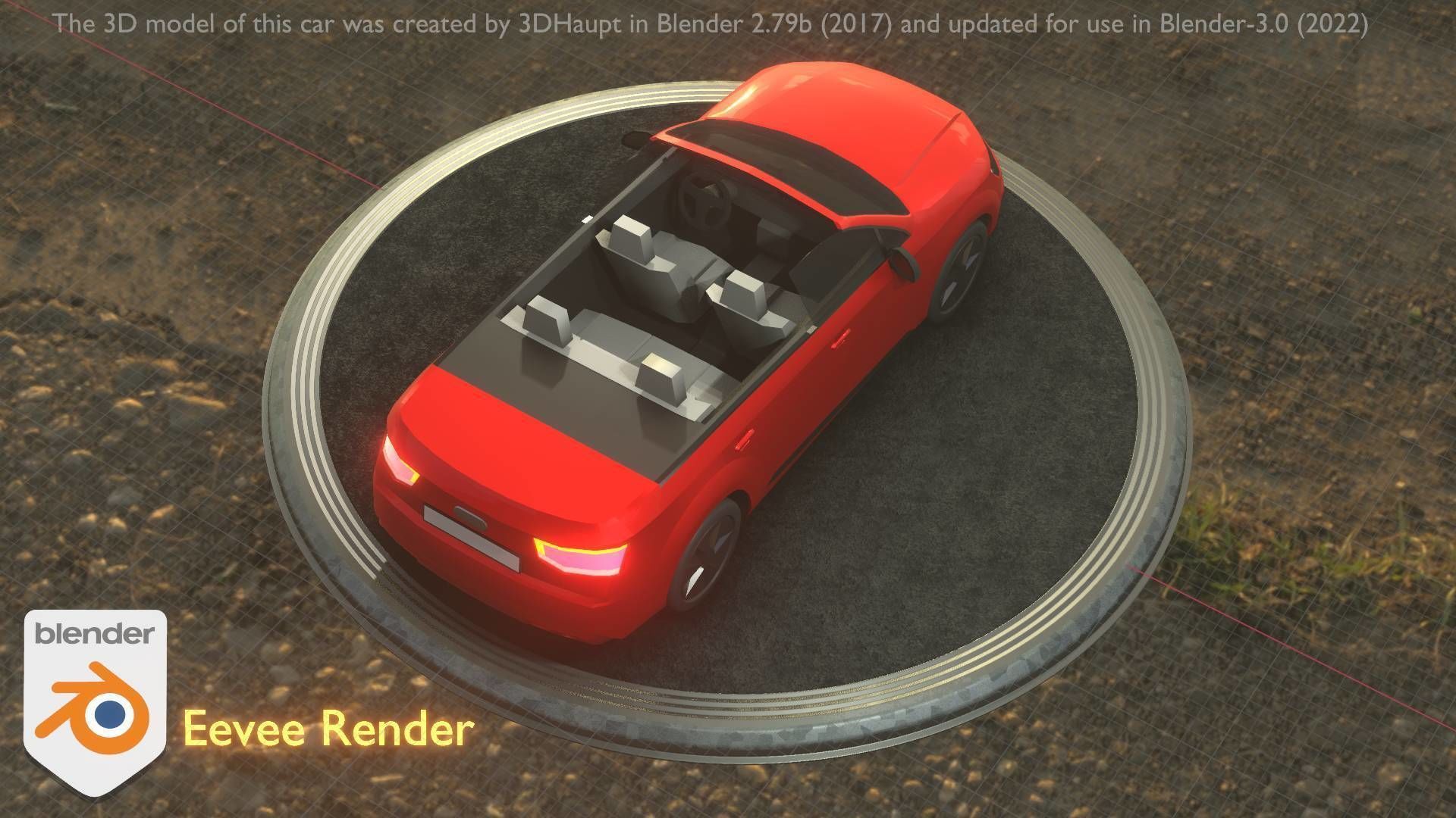 City Car 32 SUV Cabrio Open Type-B Red Low-poly 3D model_9