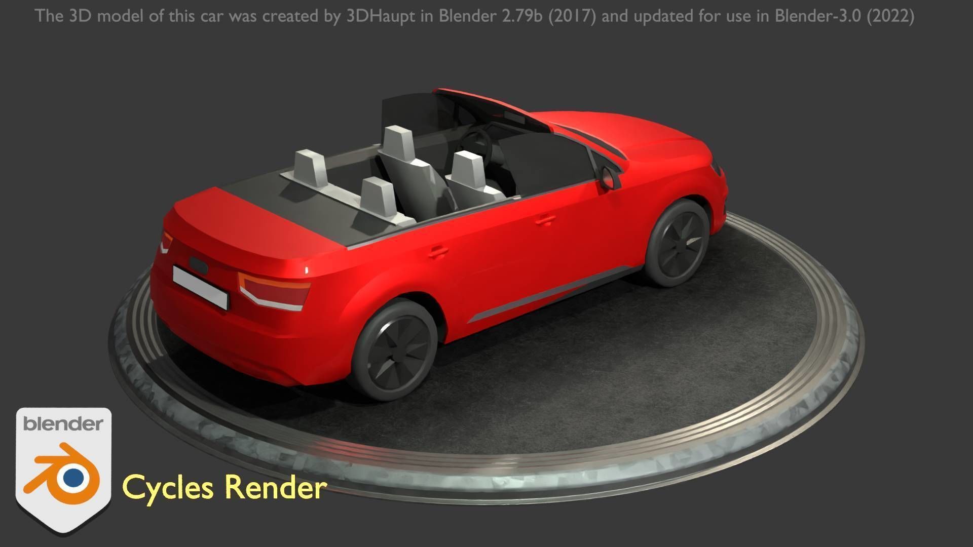 City Car 32 SUV Cabrio Open Type-B Red Low-poly 3D model_85