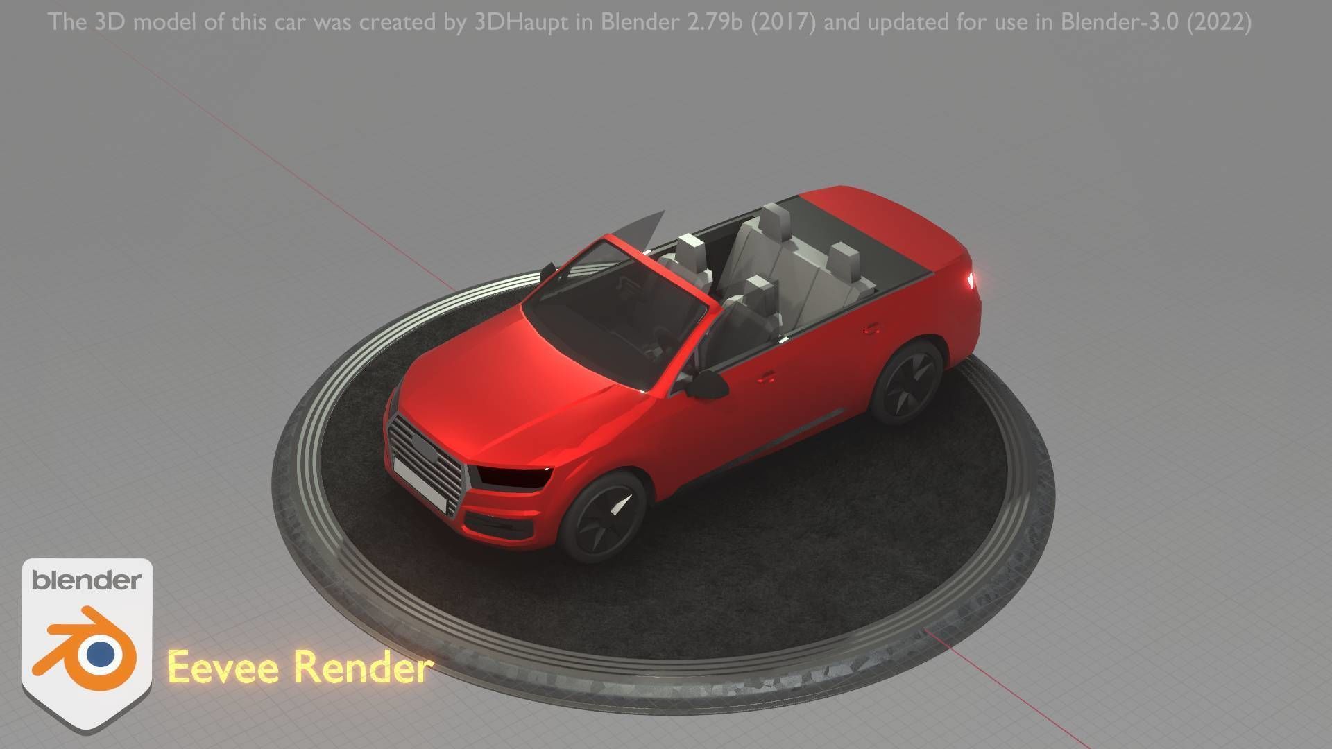 City Car 32 SUV Cabrio Open Type-B Red Low-poly 3D model_36