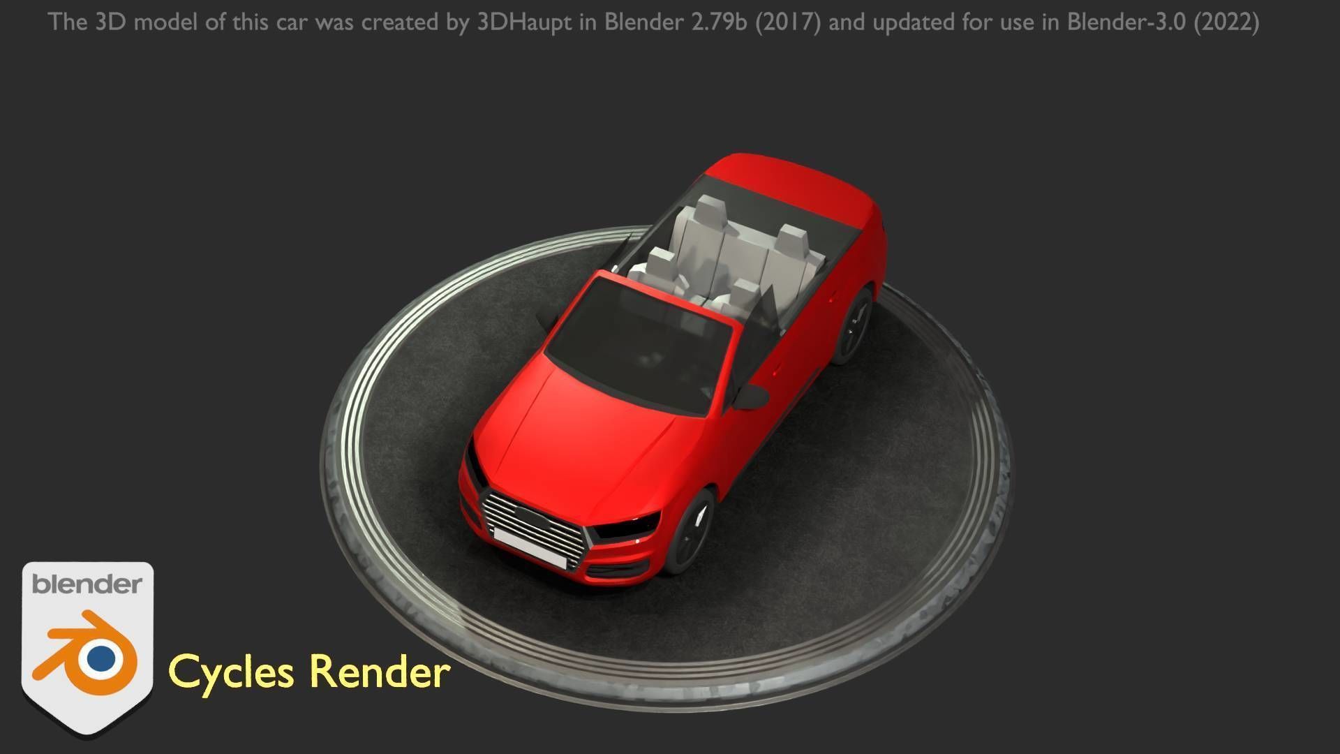 City Car 32 SUV Cabrio Open Type-B Red Low-poly 3D model_35