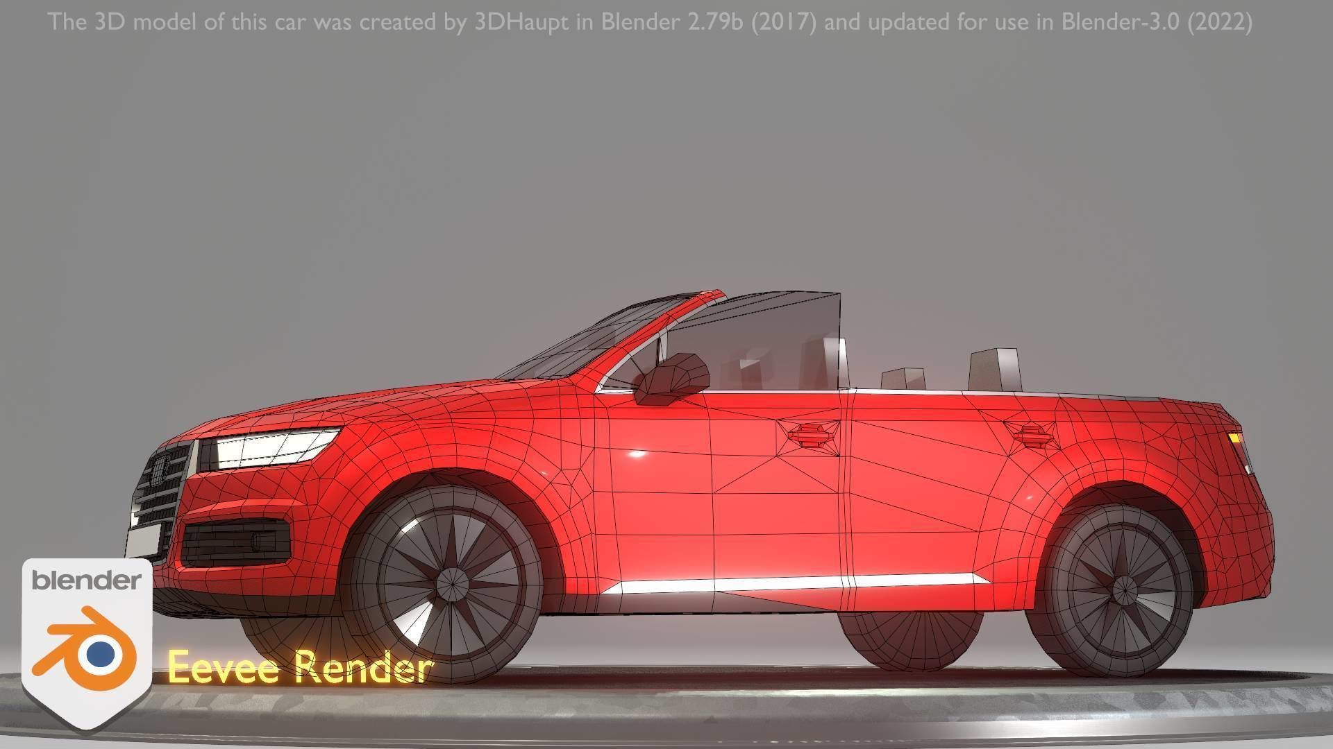 City Car 32 SUV Cabrio Open Type-B Red Low-poly 3D model_91