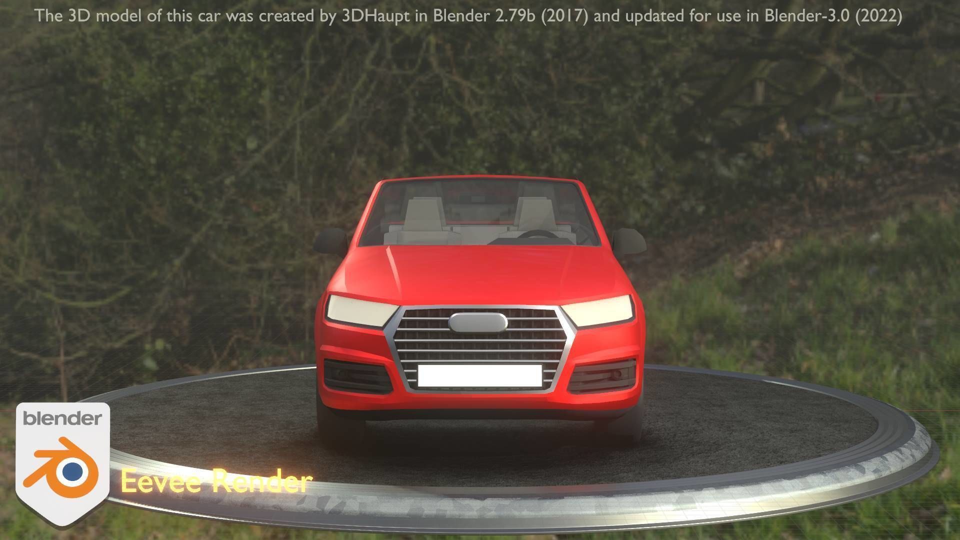 City Car 32 SUV Cabrio Open Type-B Red Low-poly 3D model_17
