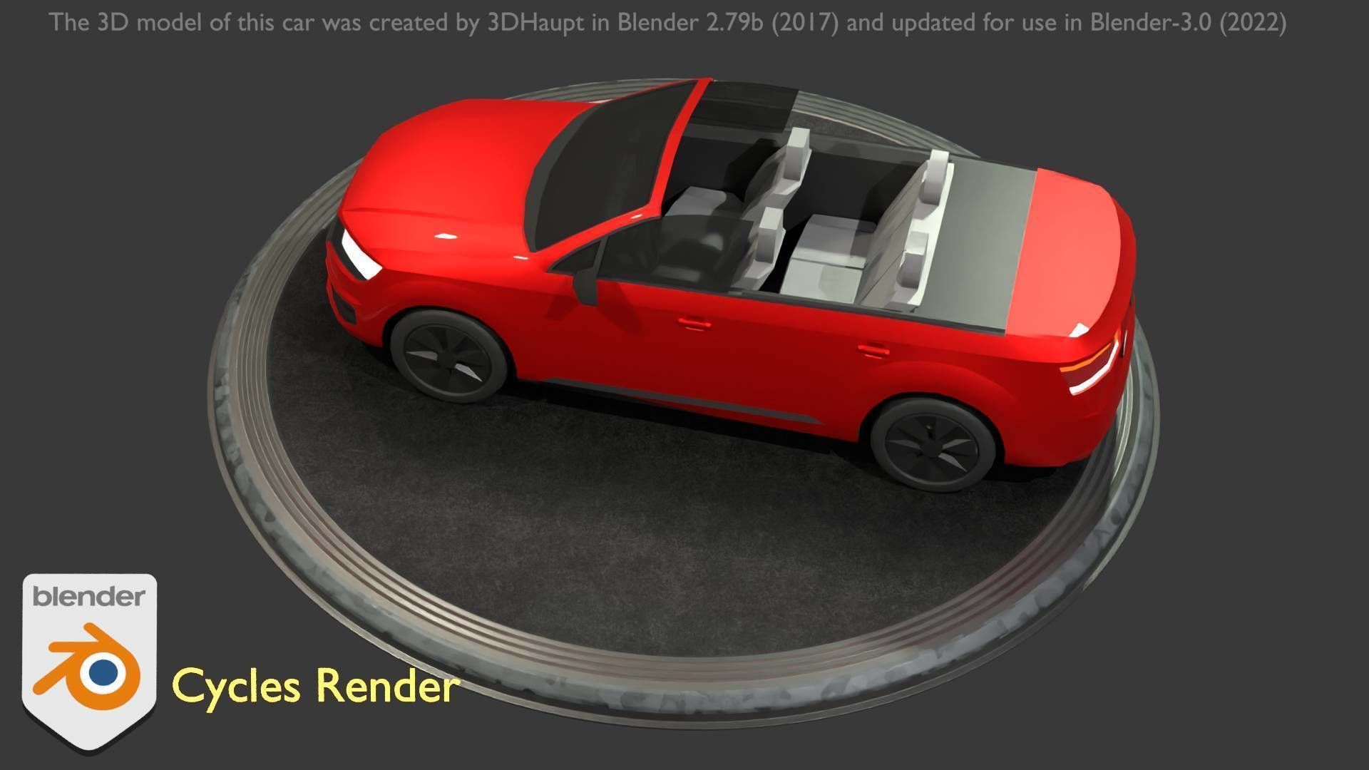 City Car 32 SUV Cabrio Open Type-B Red Low-poly 3D model_69