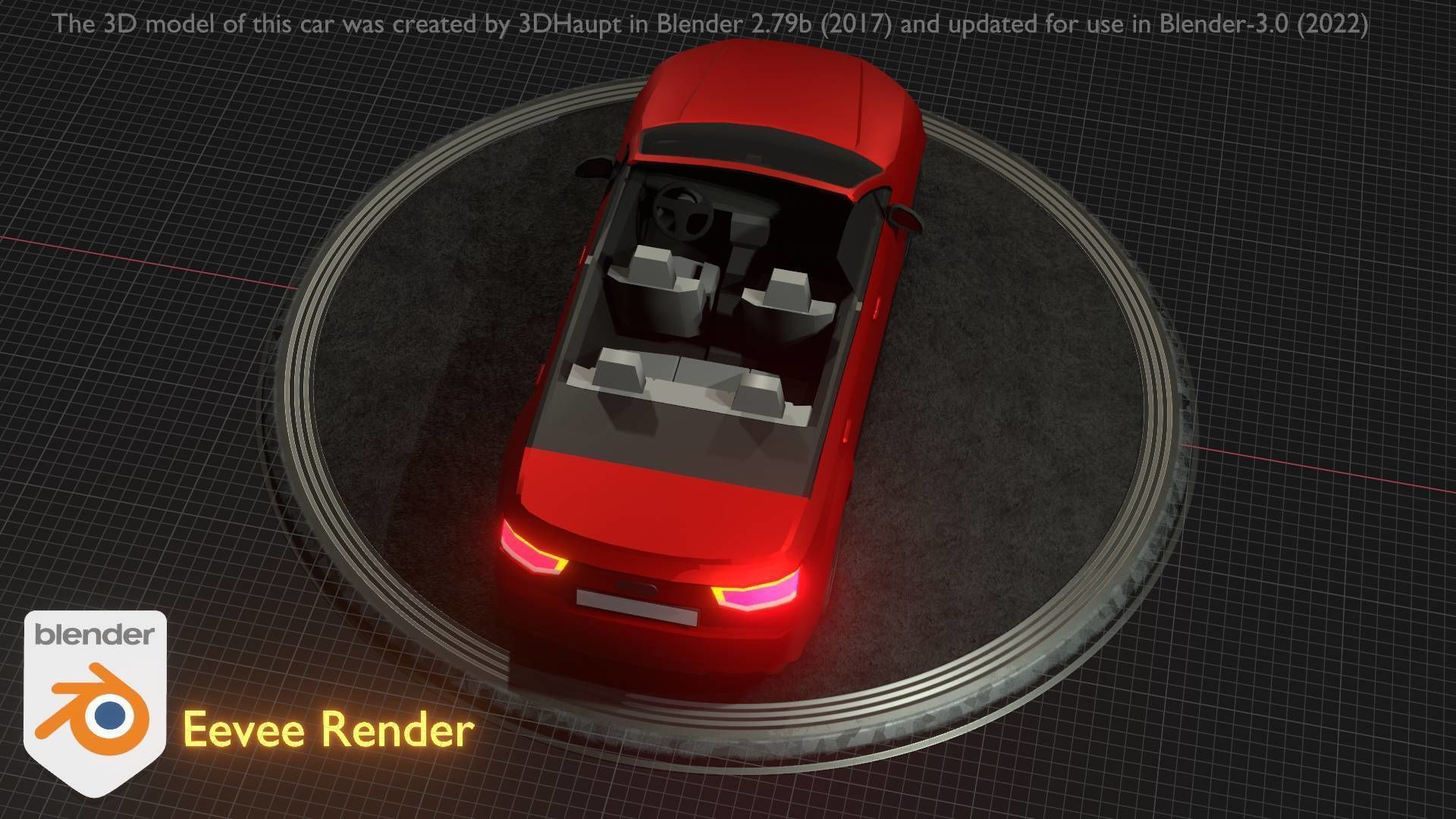 City Car 32 SUV Cabrio Open Type-B Red Low-poly 3D model_27