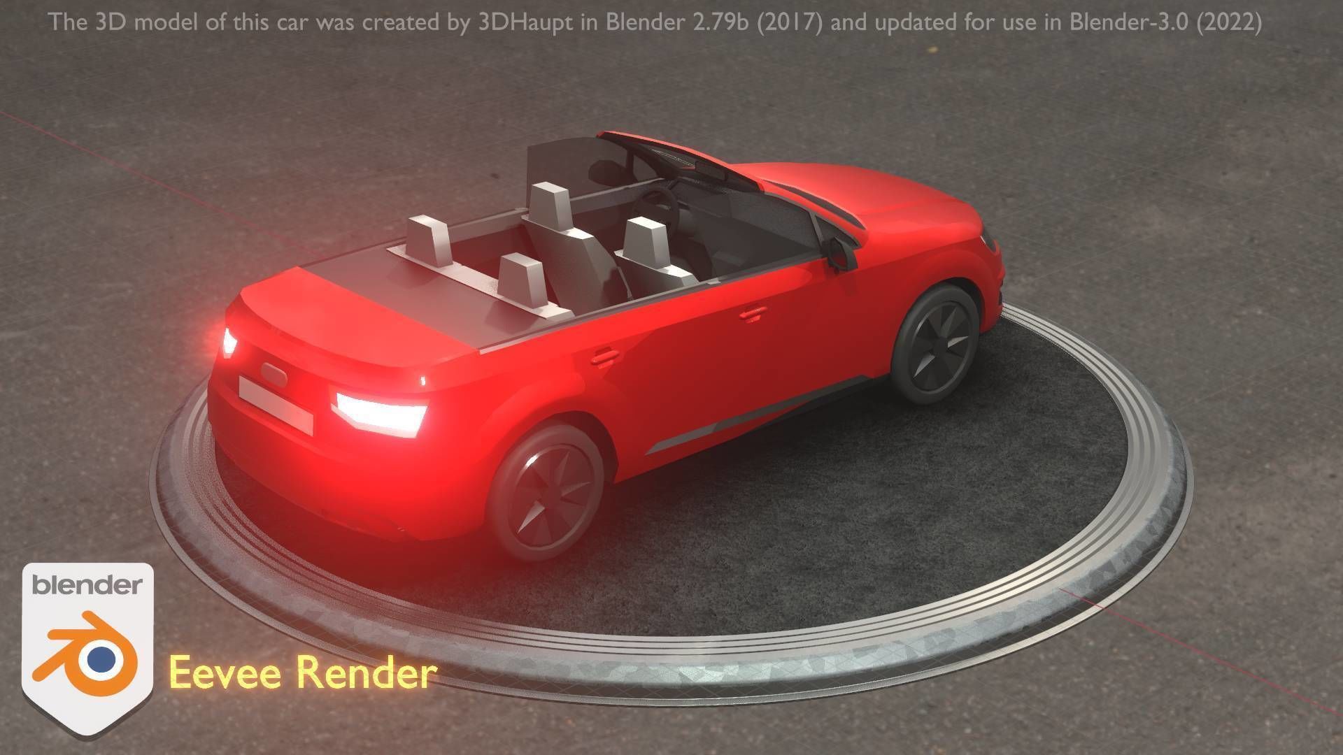 City Car 32 SUV Cabrio Open Type-B Red Low-poly 3D model_44