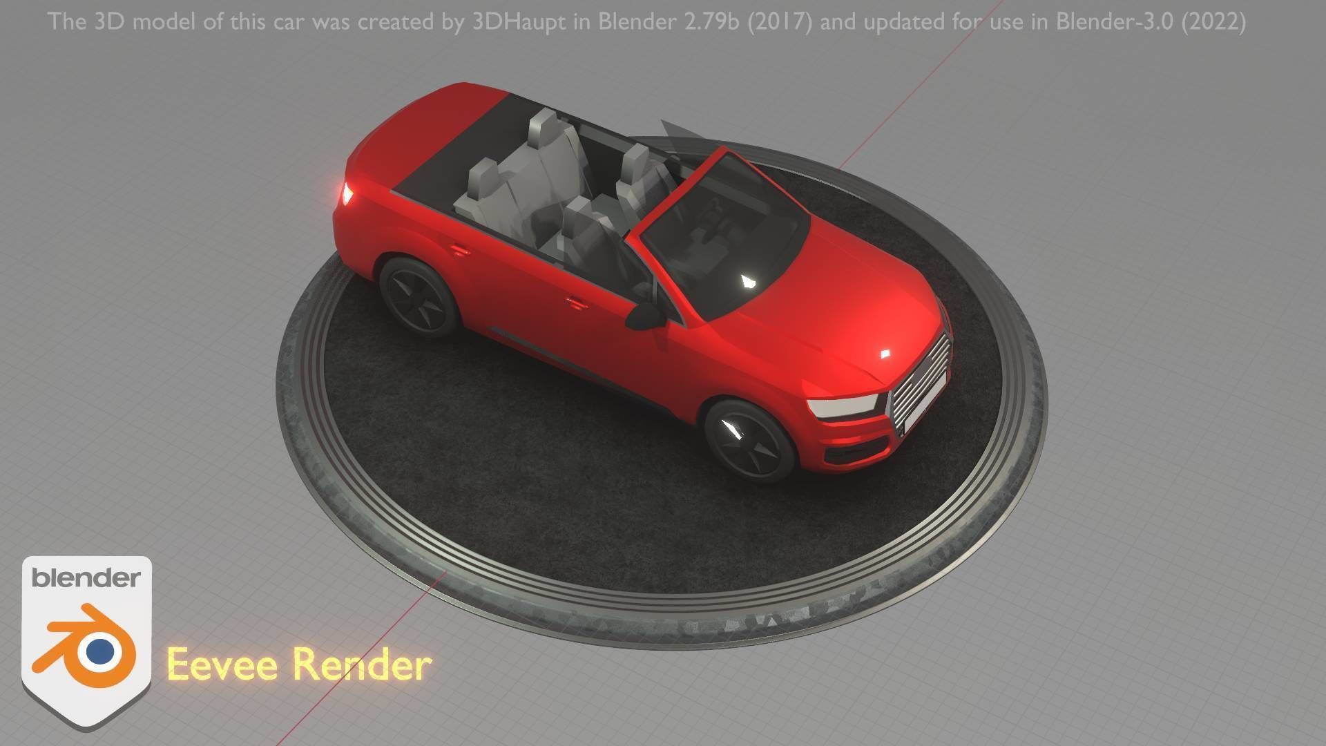 City Car 32 SUV Cabrio Open Type-B Red Low-poly 3D model_75