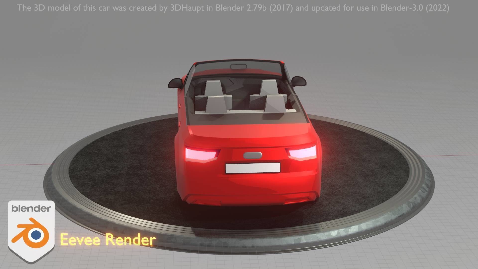 City Car 32 SUV Cabrio Open Type-B Red Low-poly 3D model_56