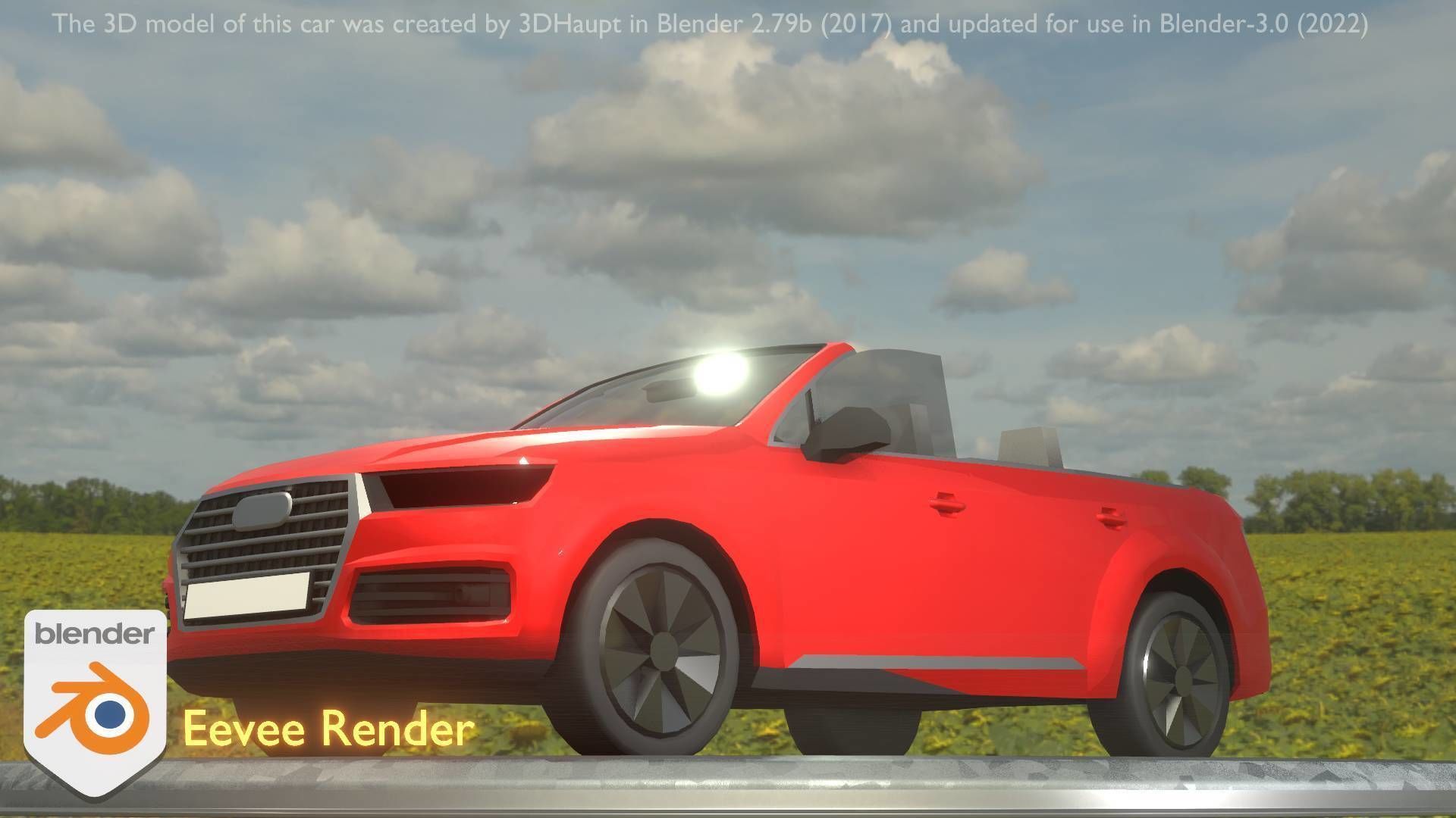 City Car 32 SUV Cabrio Open Type-B Red Low-poly 3D model_51