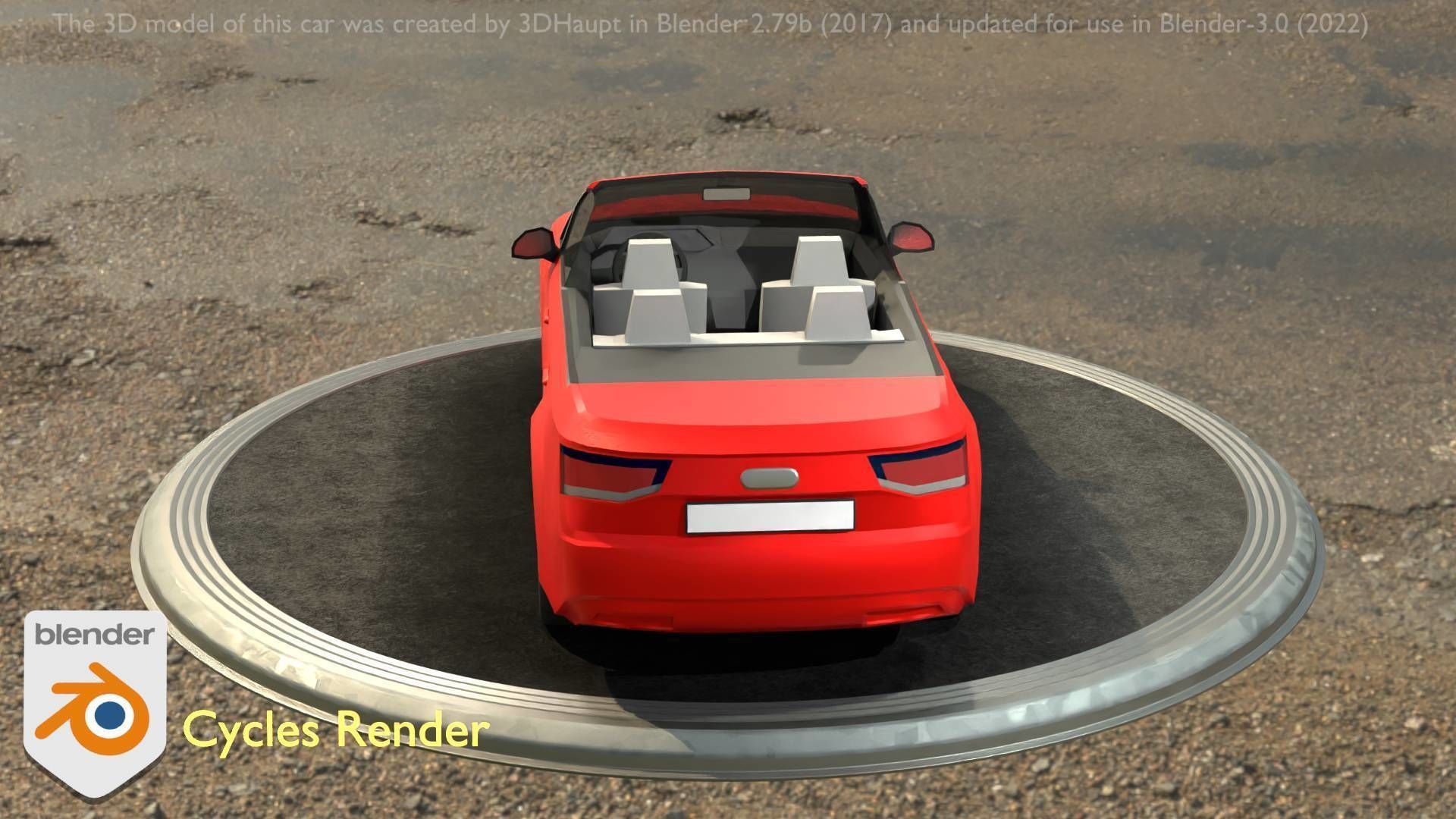 City Car 32 SUV Cabrio Open Type-B Red Low-poly 3D model_96