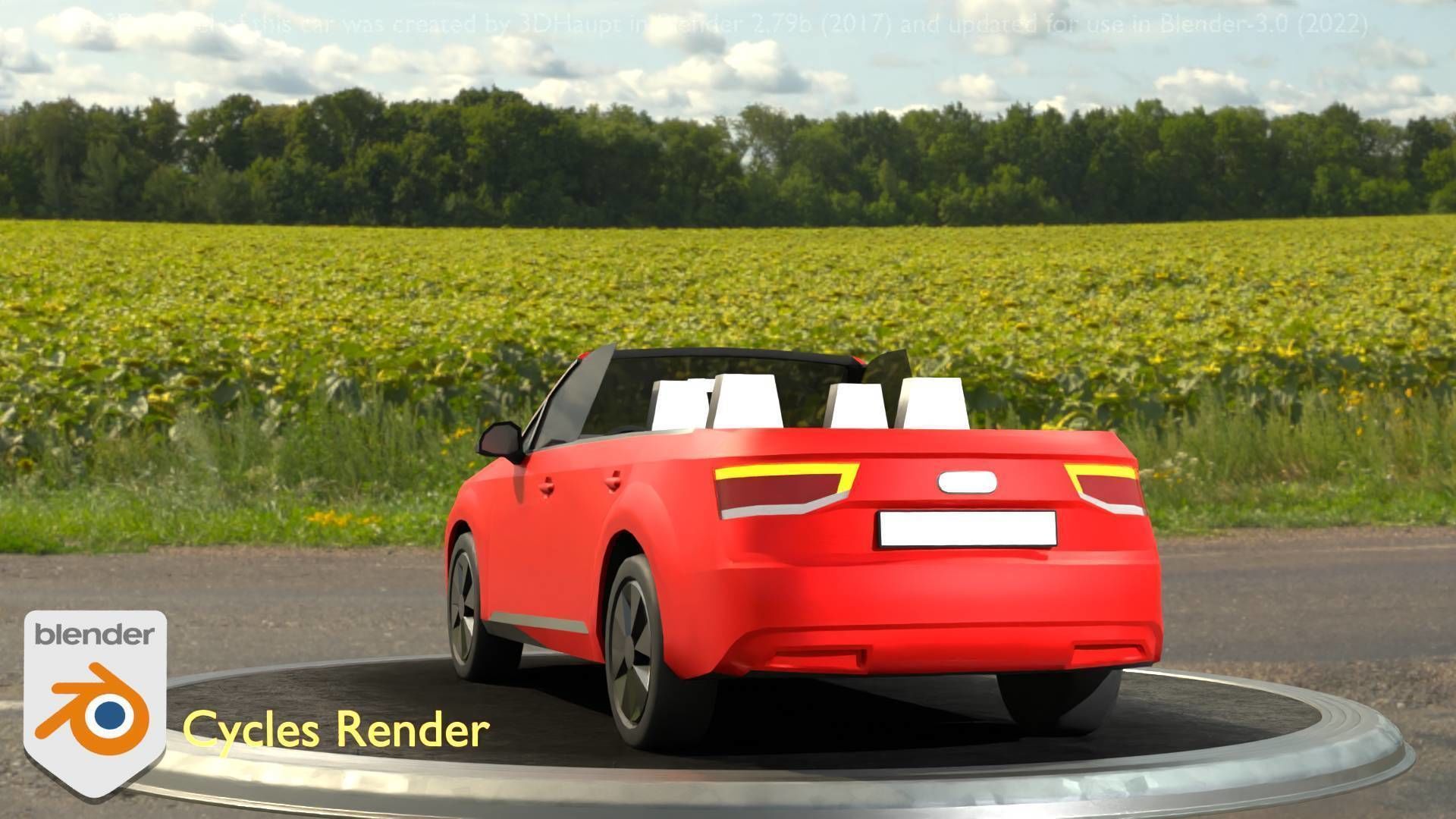 City Car 32 SUV Cabrio Open Type-B Red Low-poly 3D model_41