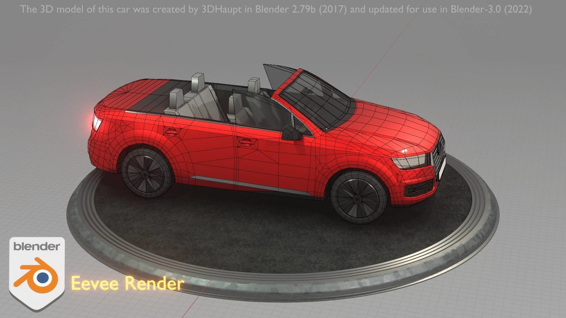 City Car 32 SUV Cabrio Open Type-B Red Low-poly 3D model_18