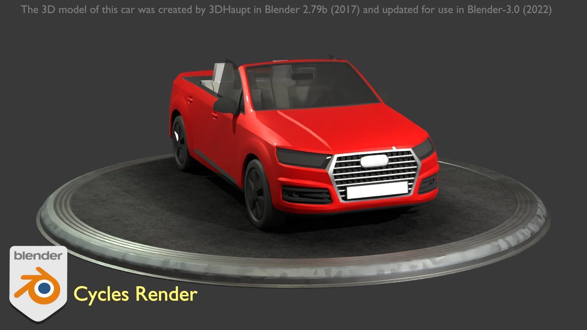 City Car 32 SUV Cabrio Open Type-B Red Low-poly 3D model_49