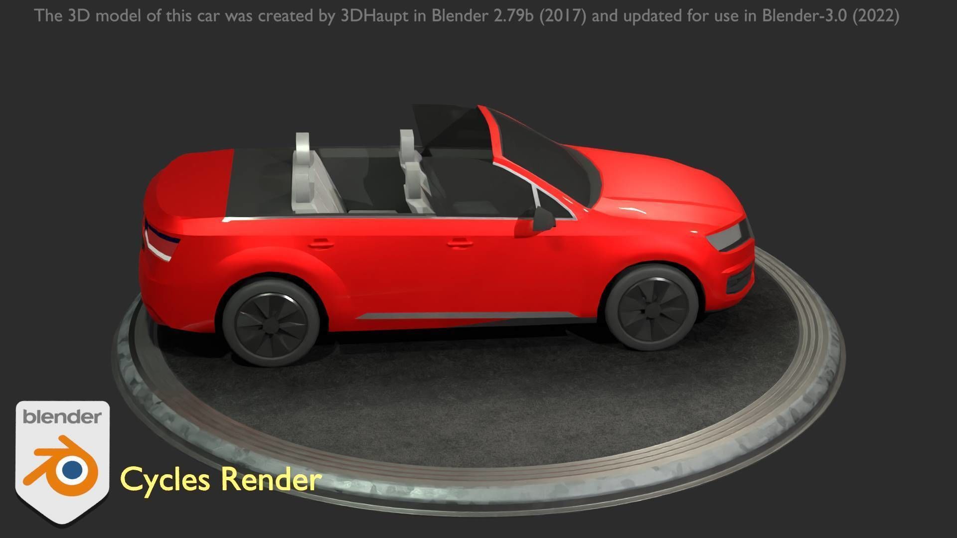 City Car 32 SUV Cabrio Open Type-B Red Low-poly 3D model_100