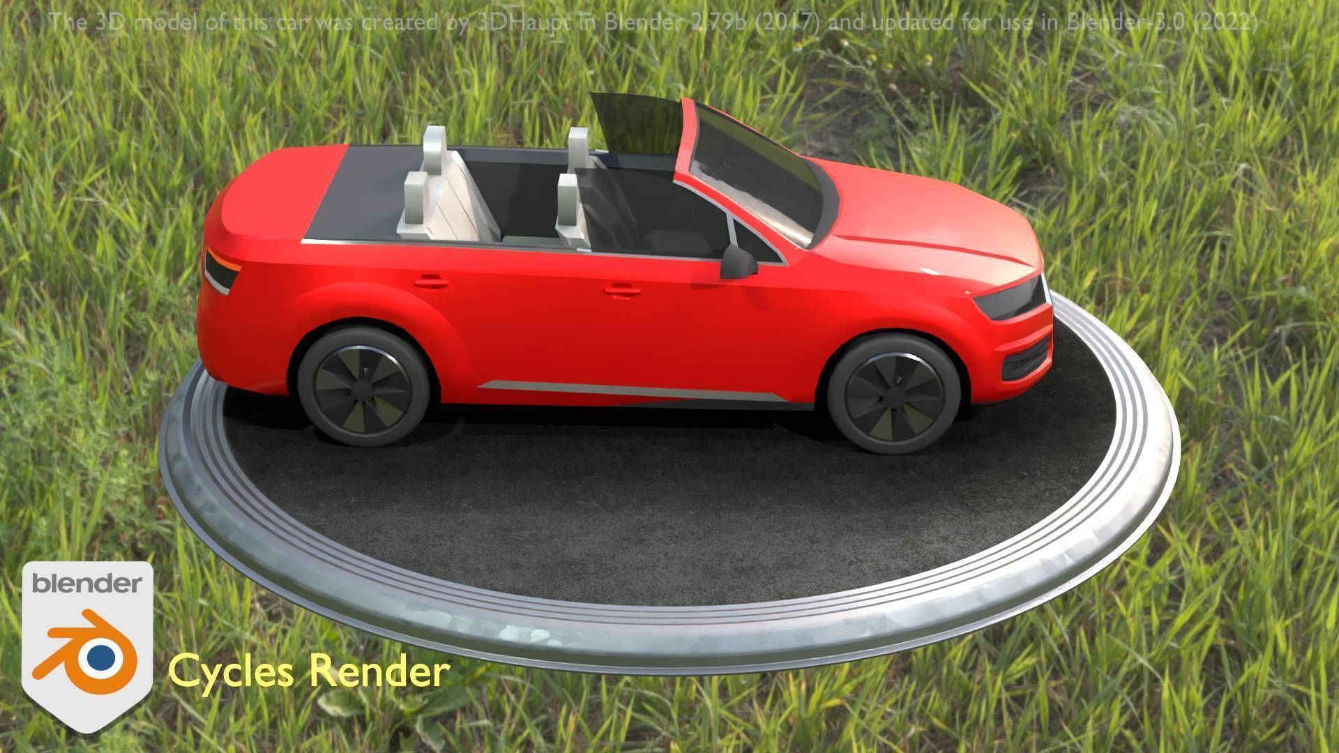 City Car 32 SUV Cabrio Open Type-B Red Low-poly 3D model_87
