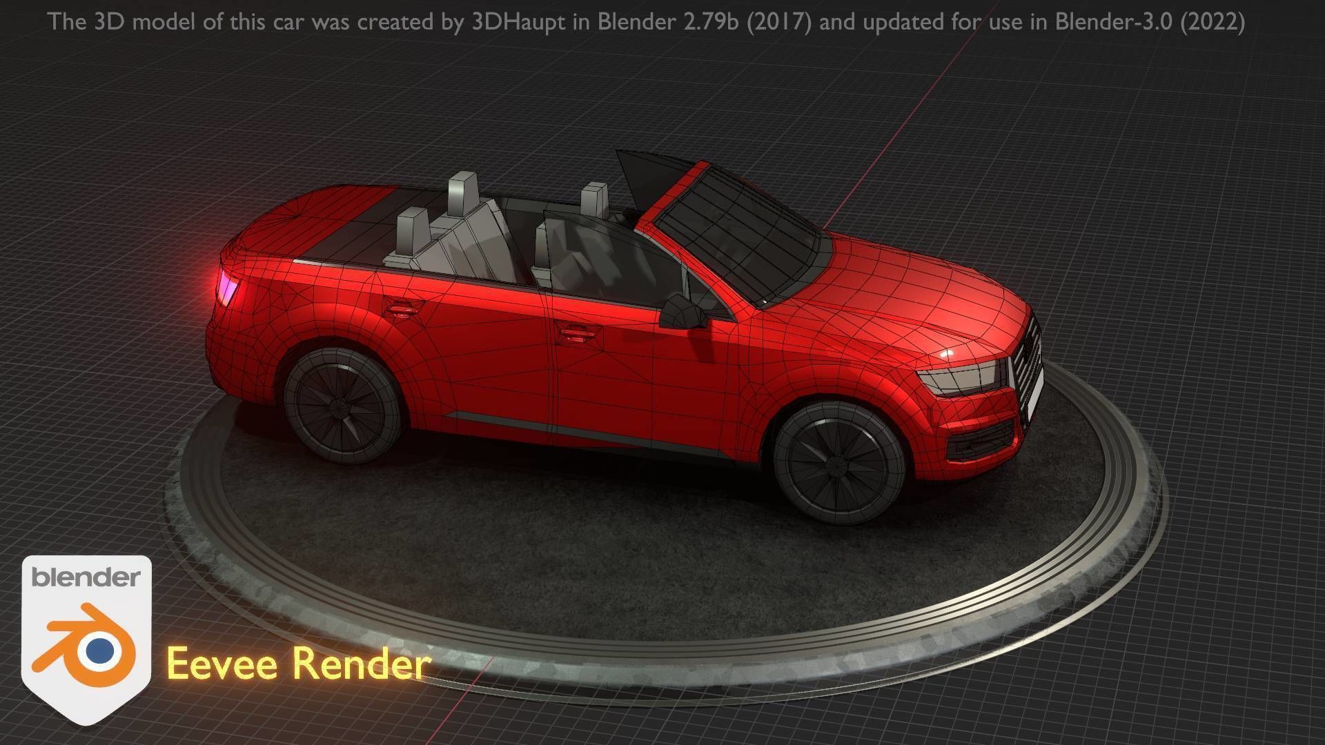 City Car 32 SUV Cabrio Open Type-B Red Low-poly 3D model_13
