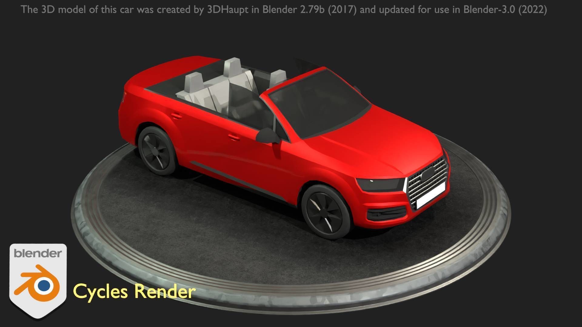 City Car 32 SUV Cabrio Open Type-B Red Low-poly 3D model_19