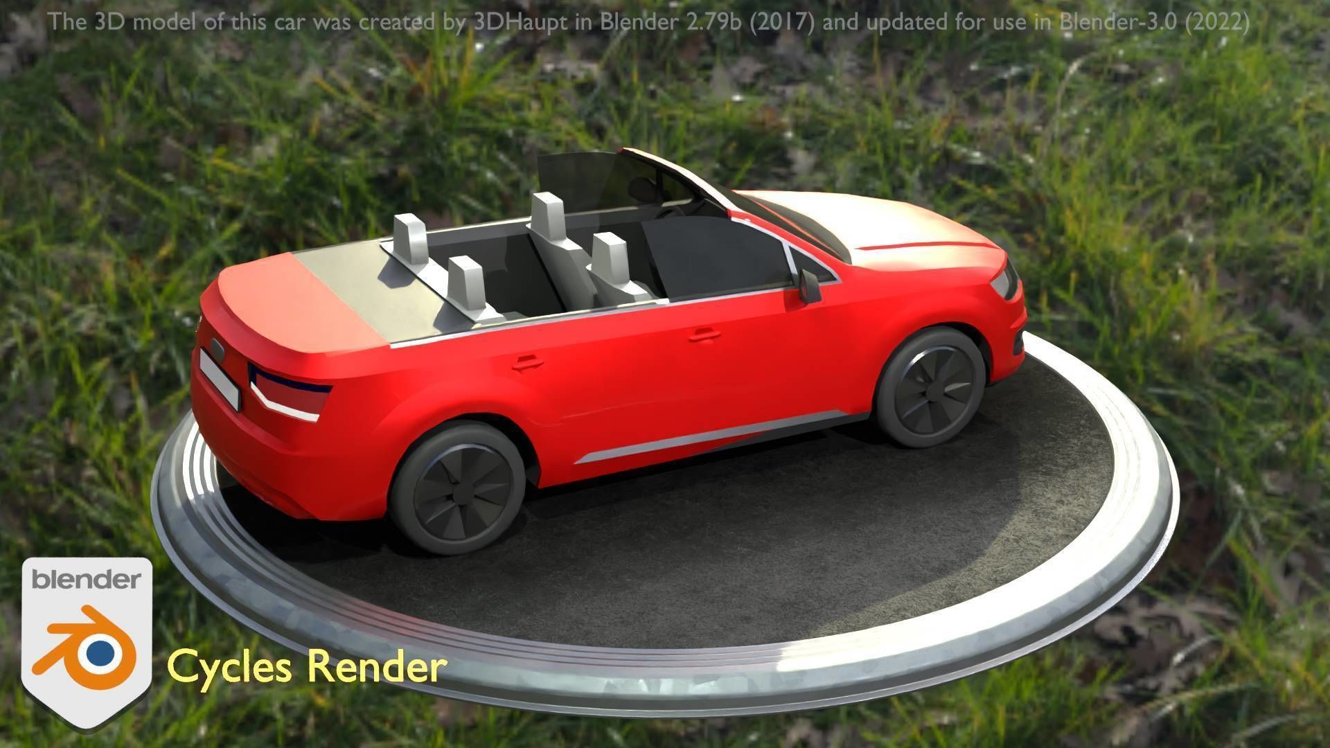 City Car 32 SUV Cabrio Open Type-B Red Low-poly 3D model_59