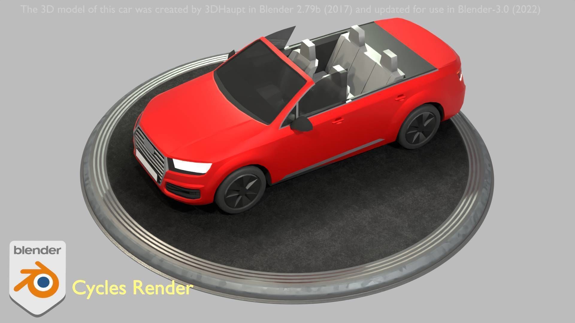 City Car 32 SUV Cabrio Open Type-B Red Low-poly 3D model_67