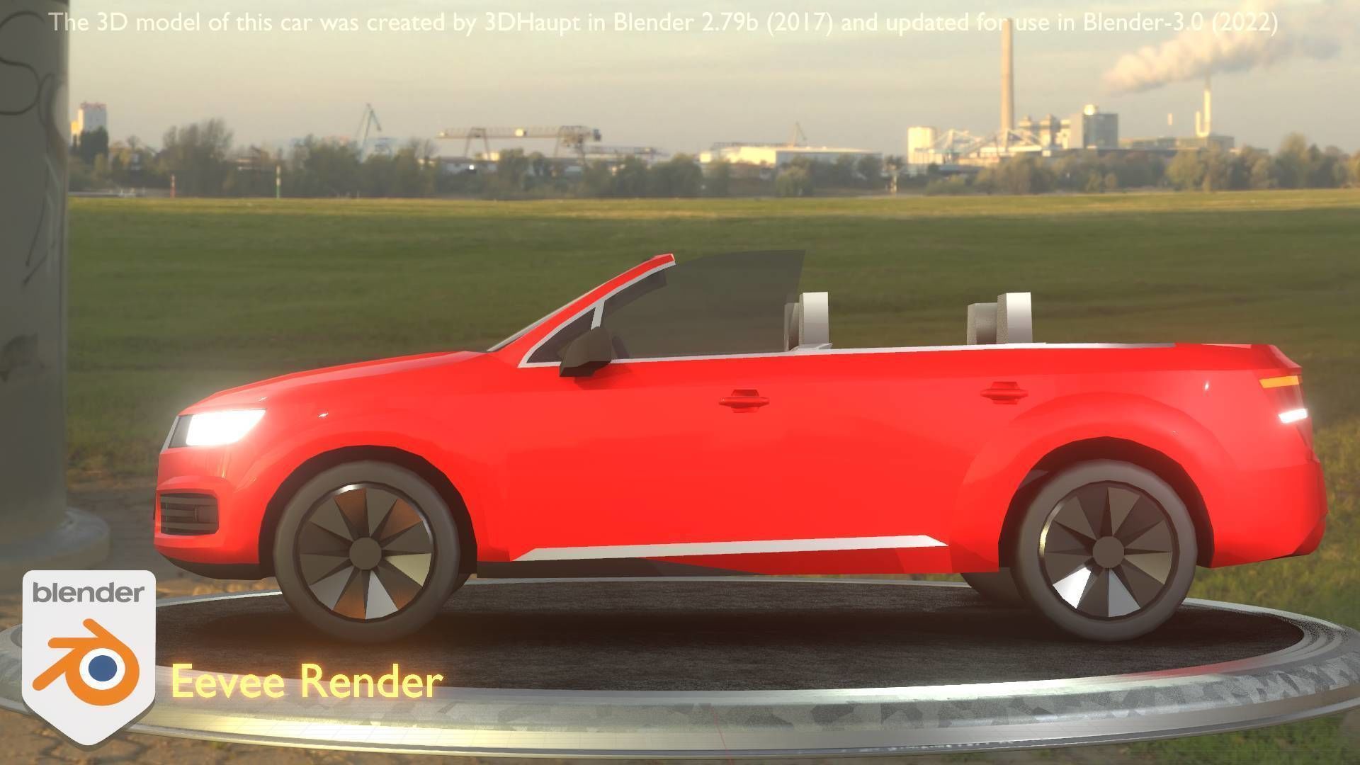 City Car 32 SUV Cabrio Open Type-B Red Low-poly 3D model_52