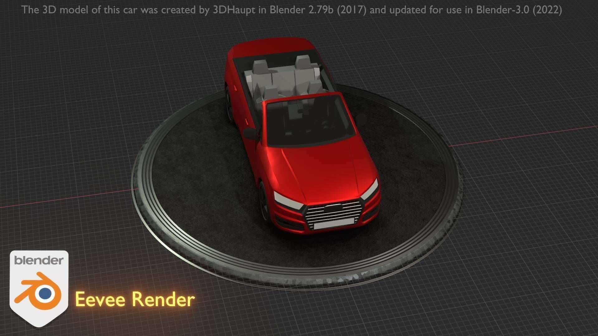 City Car 32 SUV Cabrio Open Type-B Red Low-poly 3D model_77