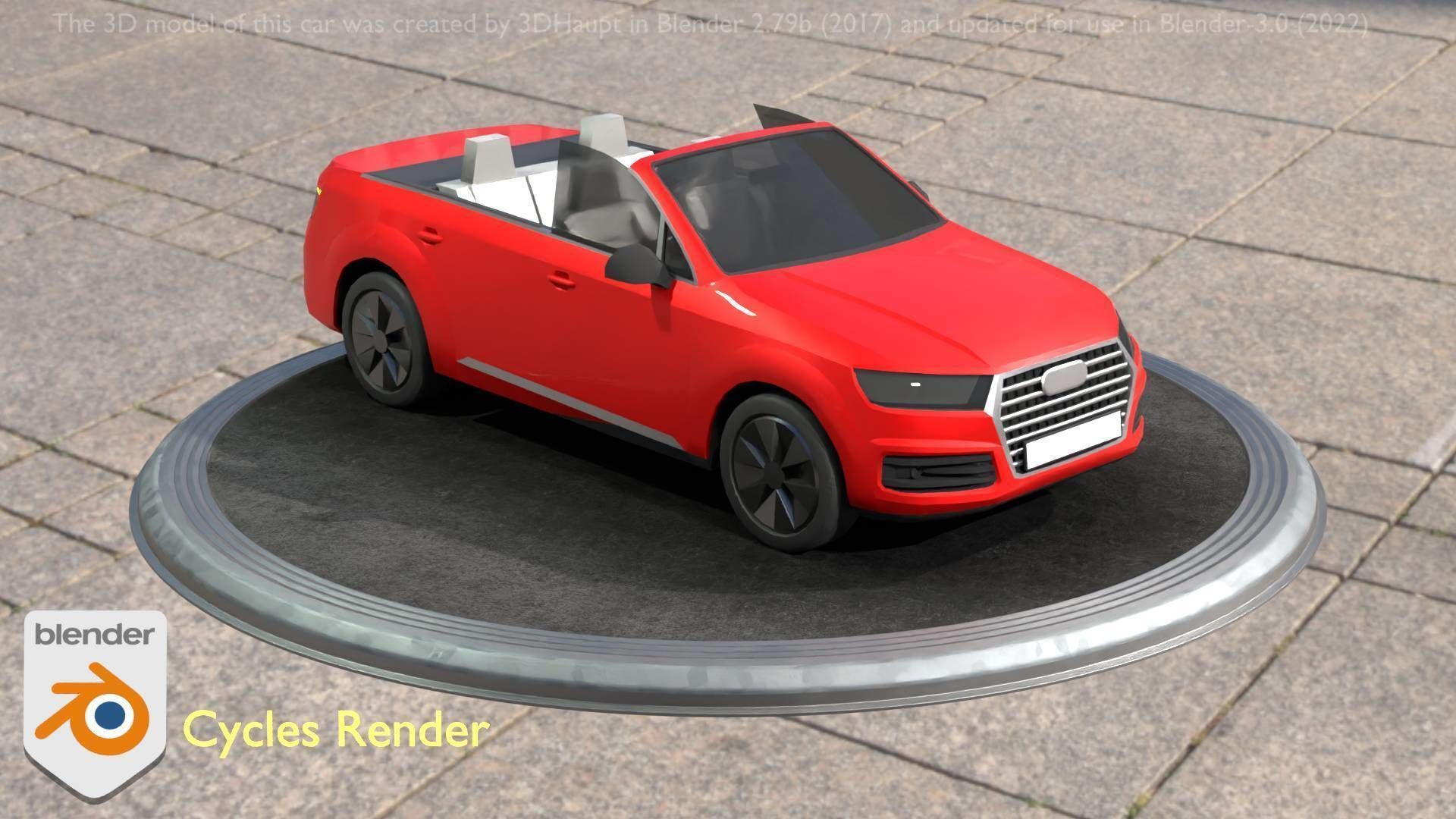 City Car 32 SUV Cabrio Open Type-B Red Low-poly 3D model_88