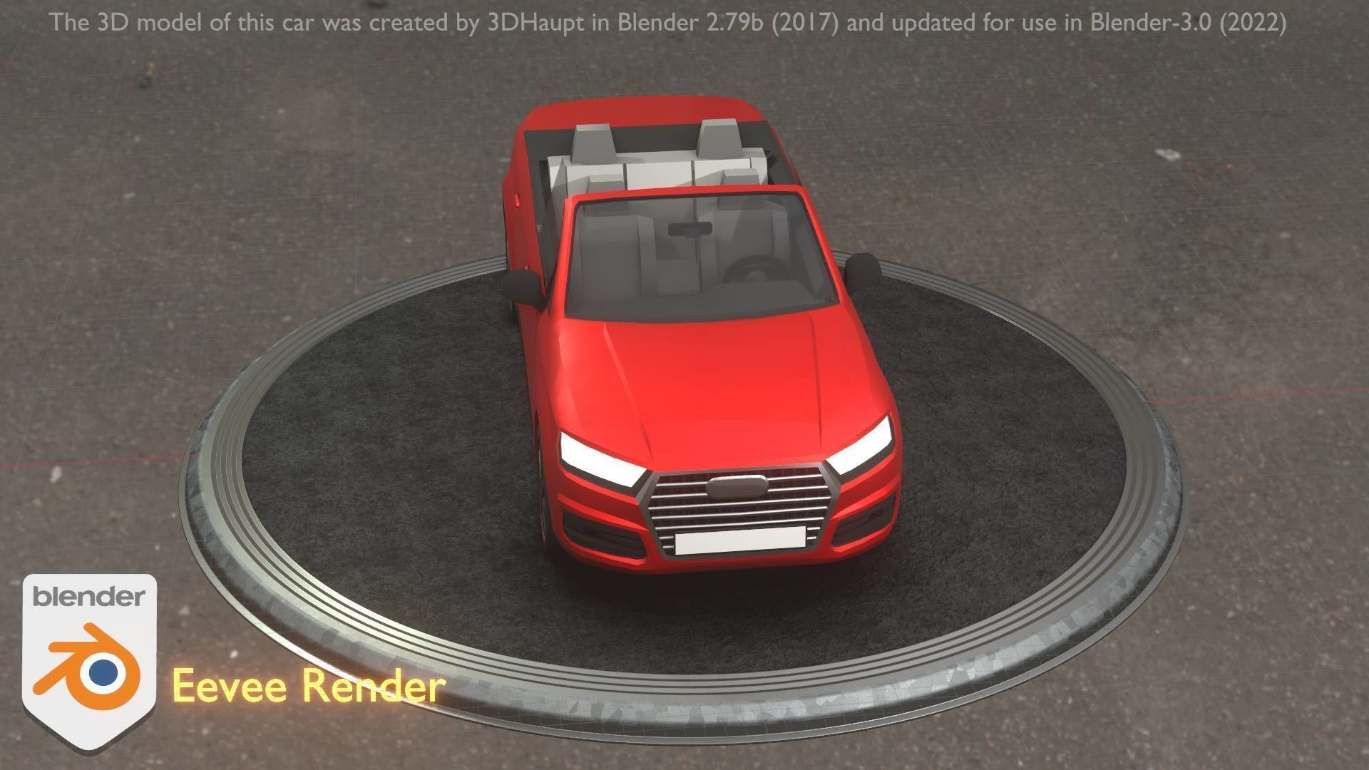 City Car 32 SUV Cabrio Open Type-B Red Low-poly 3D model_64