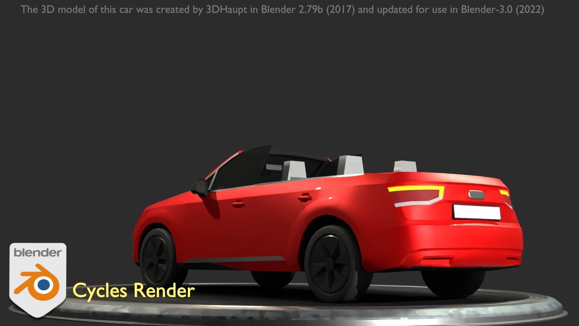City Car 32 SUV Cabrio Open Type-B Red Low-poly 3D model_11