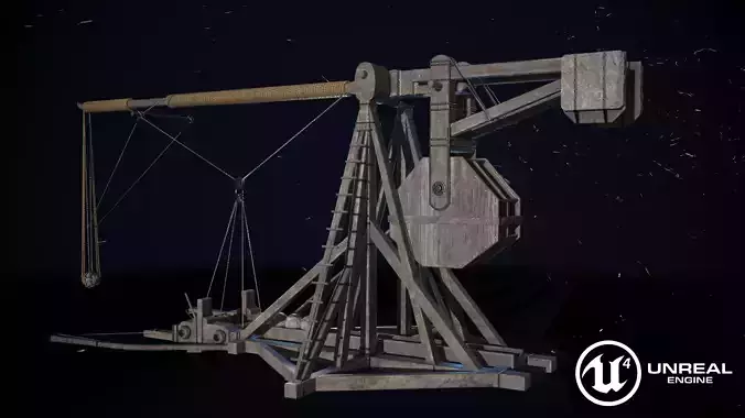 Medieval Trebuchet Low-poly 3D model