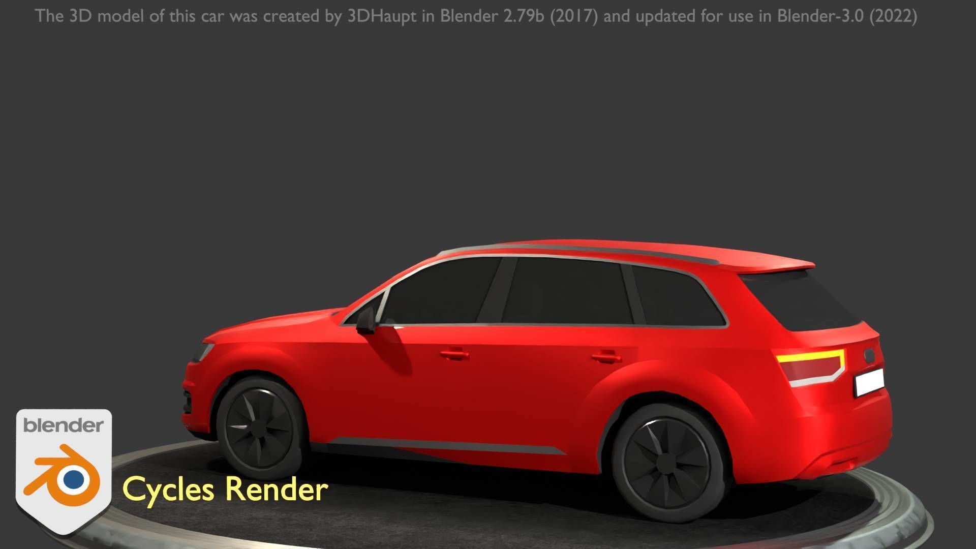 City Car 33 SUV Type-B Red Low-poly 3D model_36