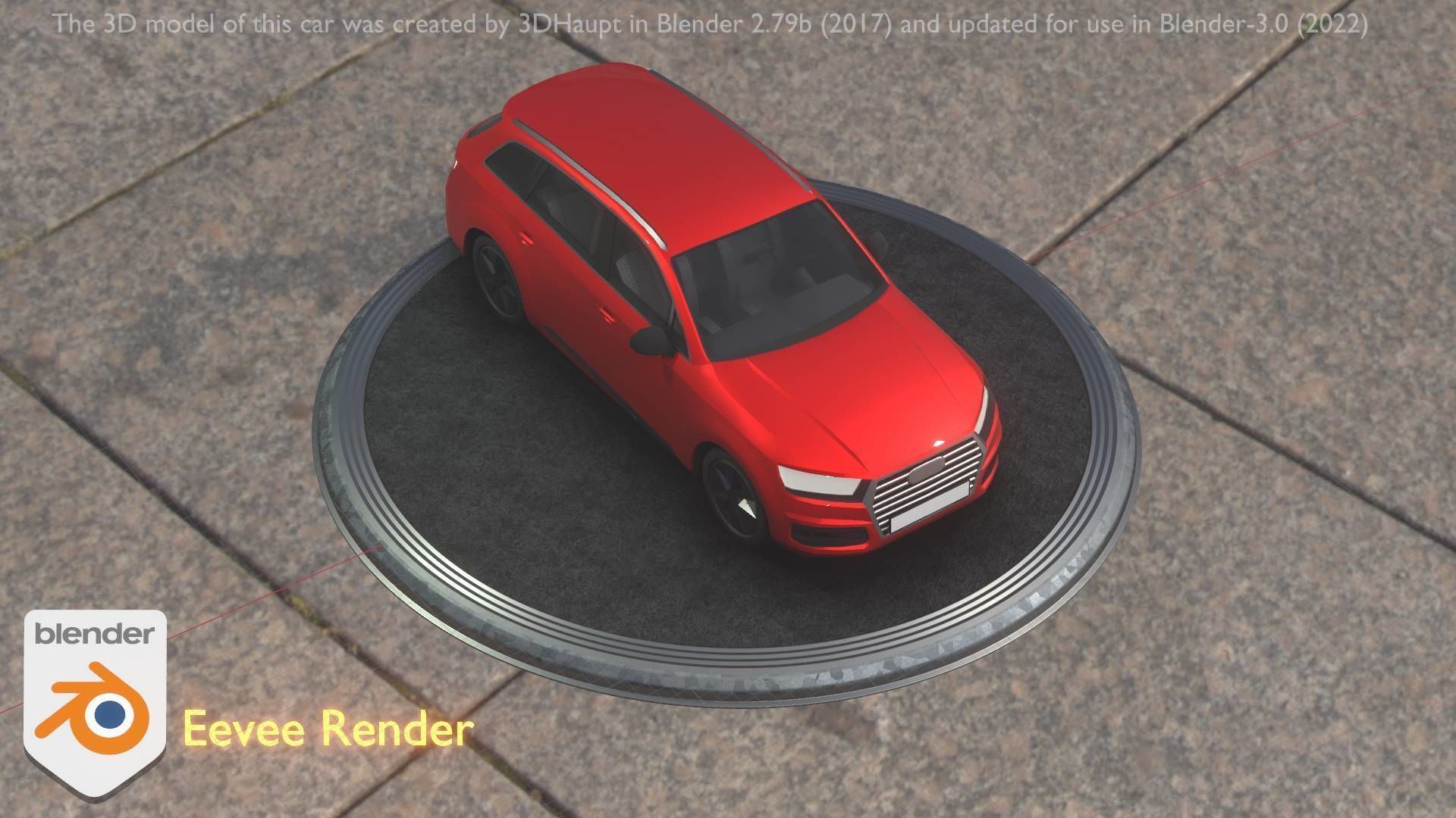 City Car 33 SUV Type-B Red Low-poly 3D model_13