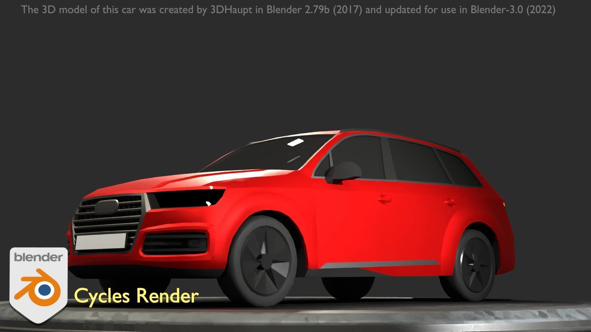 City Car 33 SUV Type-B Red Low-poly 3D model_93