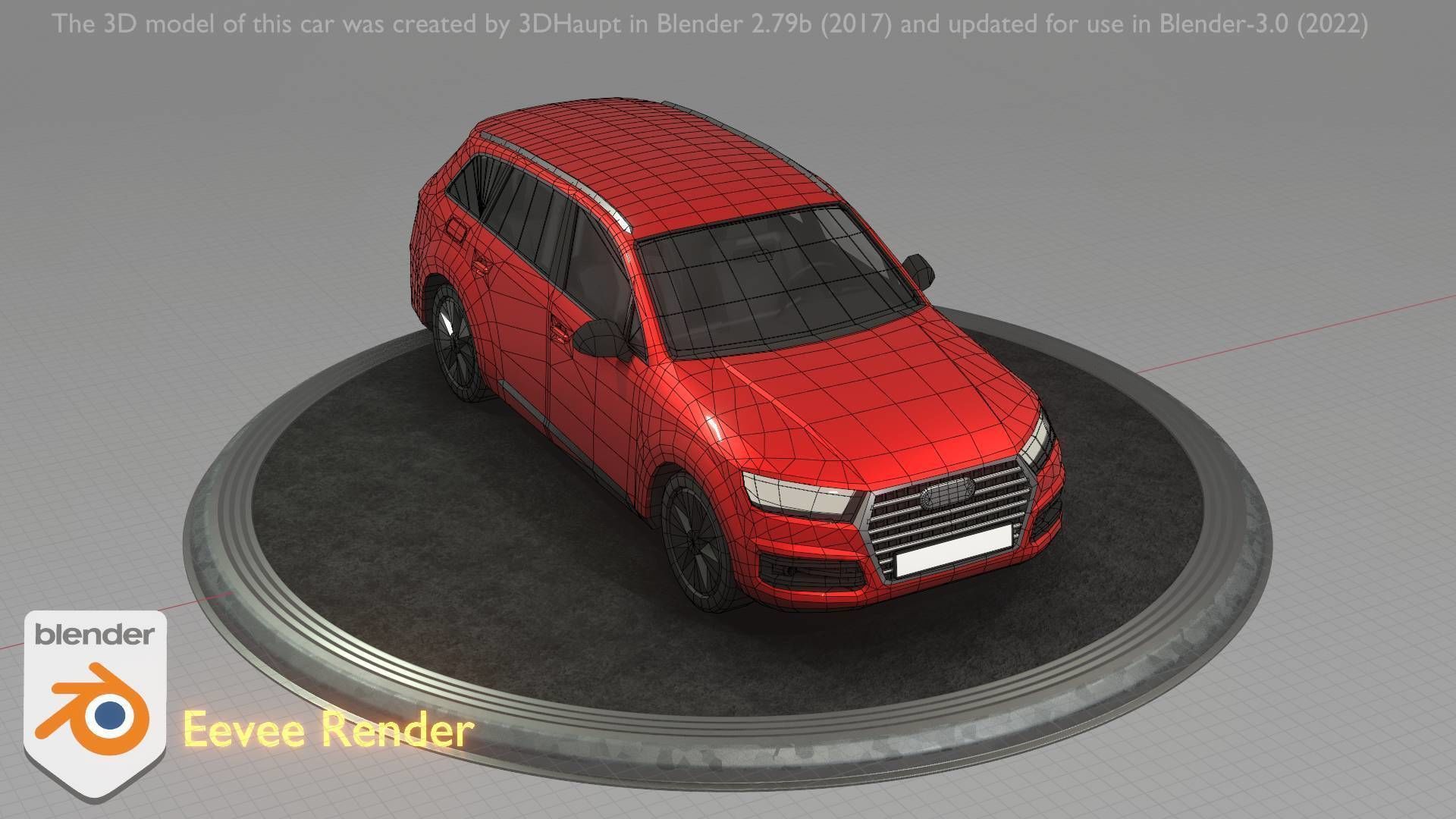 City Car 33 SUV Type-B Red Low-poly 3D model_42