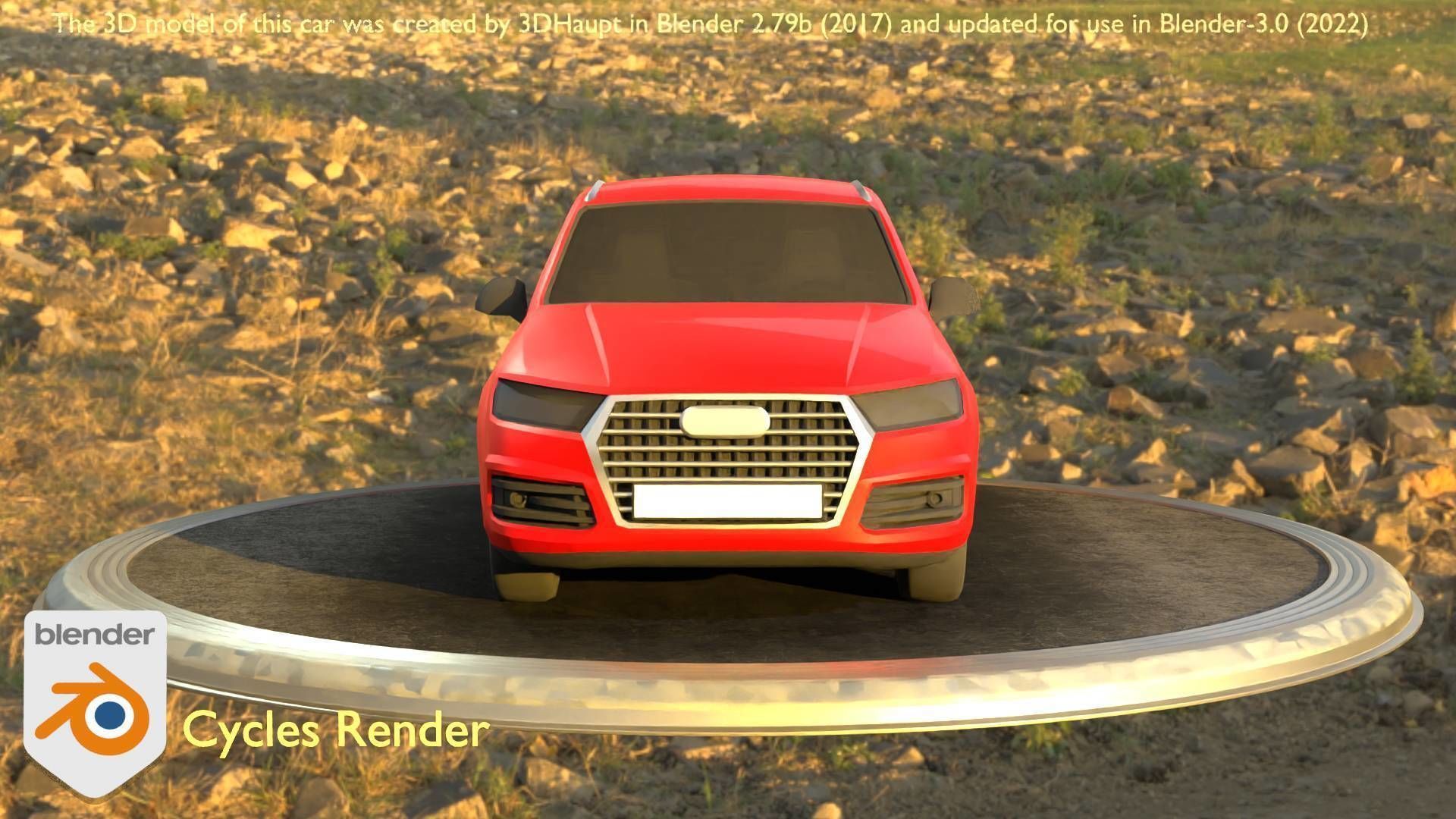 City Car 33 SUV Type-B Red Low-poly 3D model_3