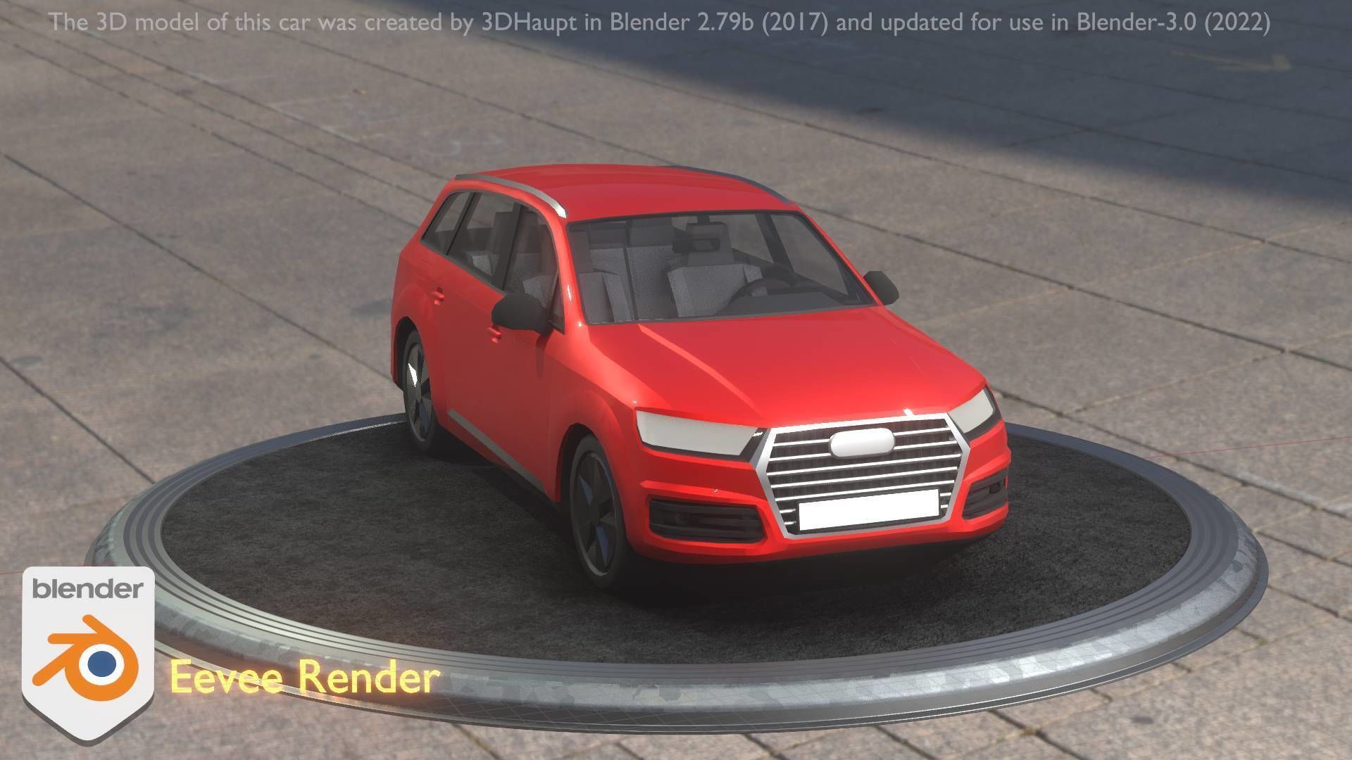 City Car 33 SUV Type-B Red Low-poly 3D model_6