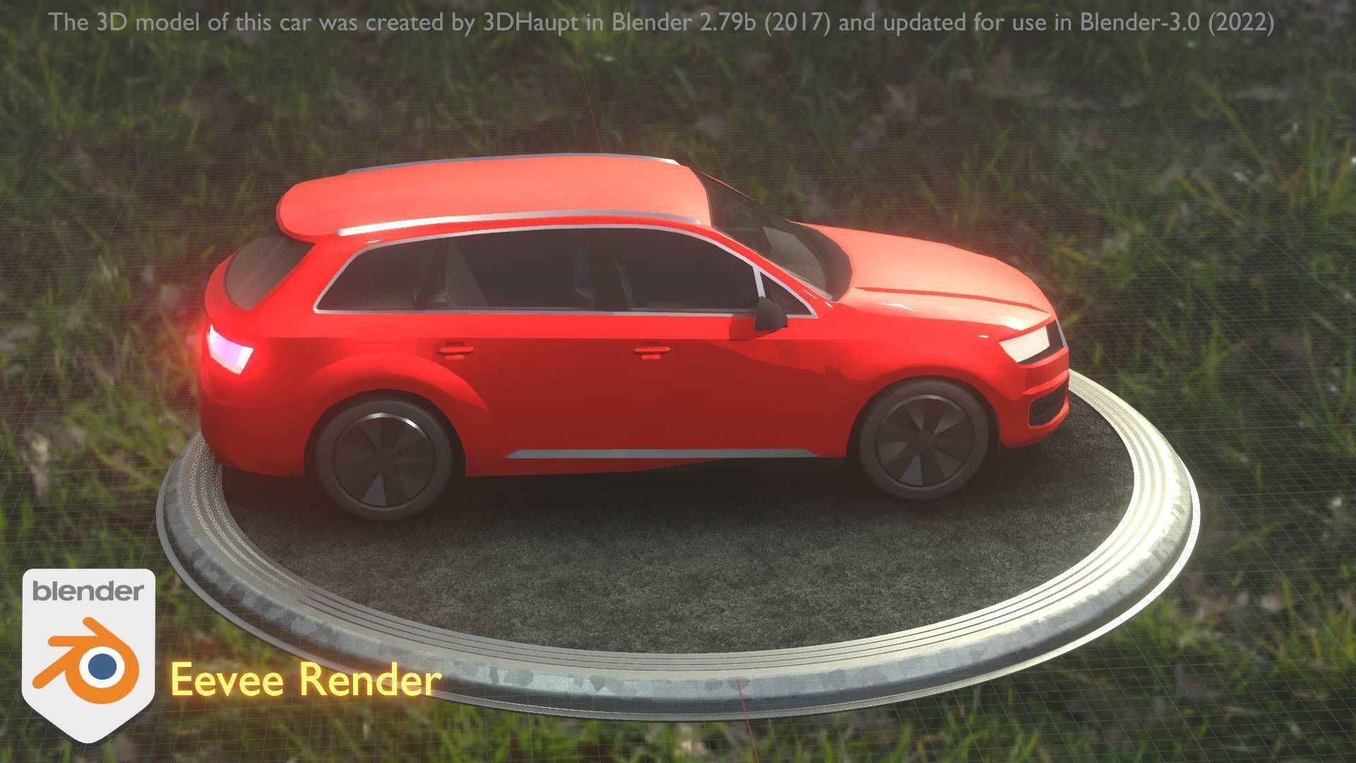 City Car 33 SUV Type-B Red Low-poly 3D model_4