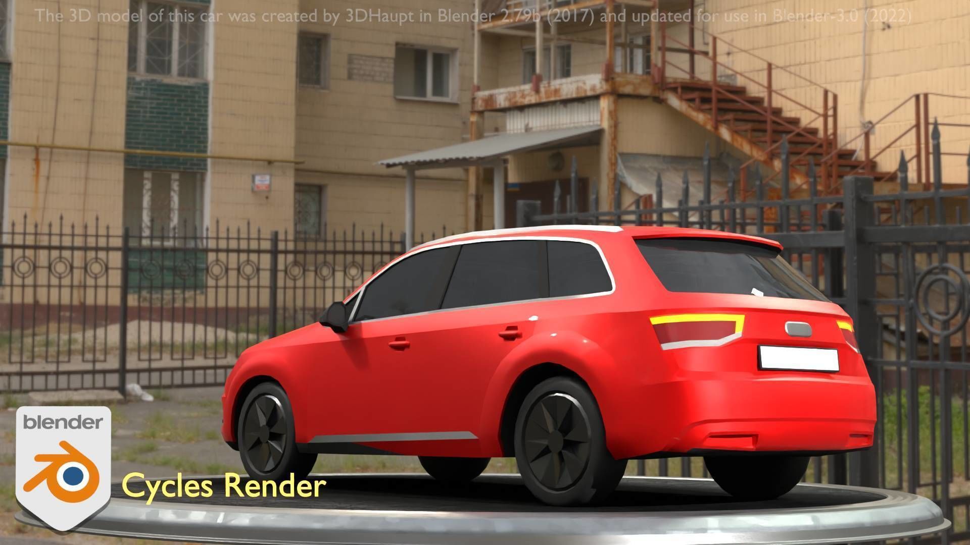 City Car 33 SUV Type-B Red Low-poly 3D model_82