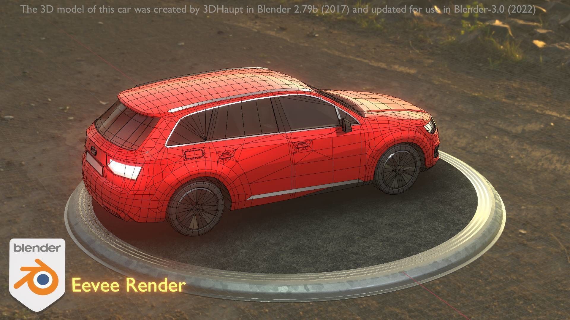 City Car 33 SUV Type-B Red Low-poly 3D model_34