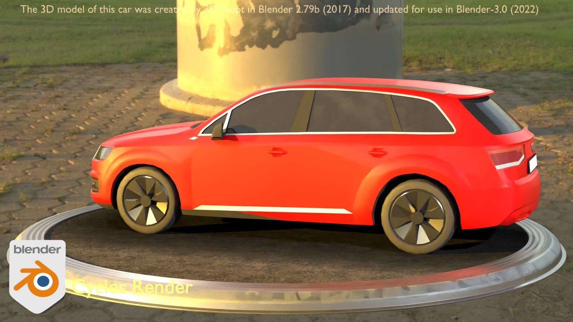 City Car 33 SUV Type-B Red Low-poly 3D model_17