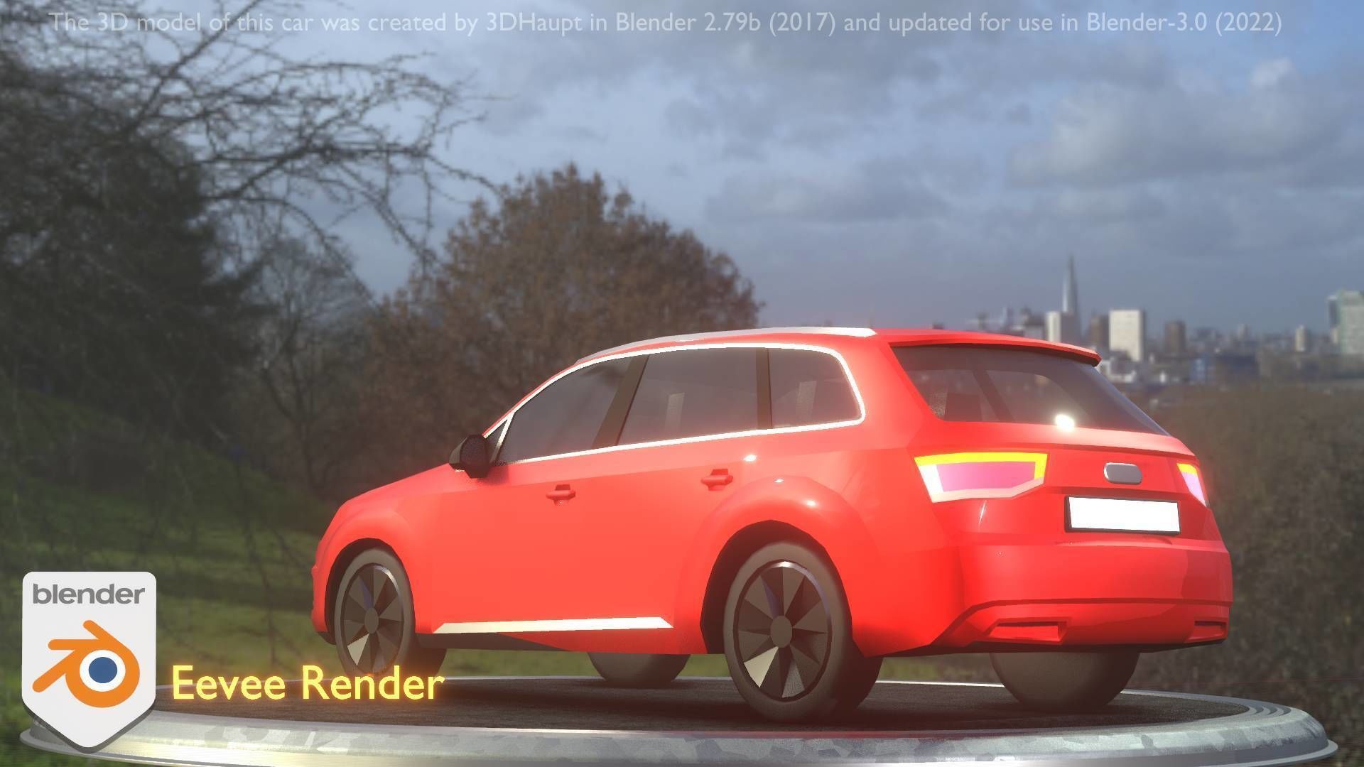 City Car 33 SUV Type-B Red Low-poly 3D model_8