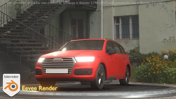 City Car 33 SUV Type-B Red Low-poly 3D model