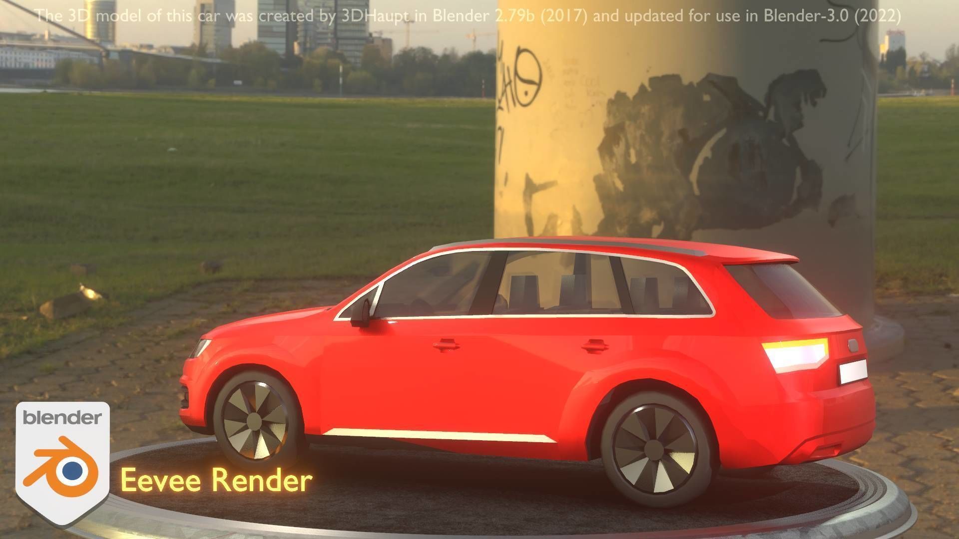 City Car 33 SUV Type-B Red Low-poly 3D model_23