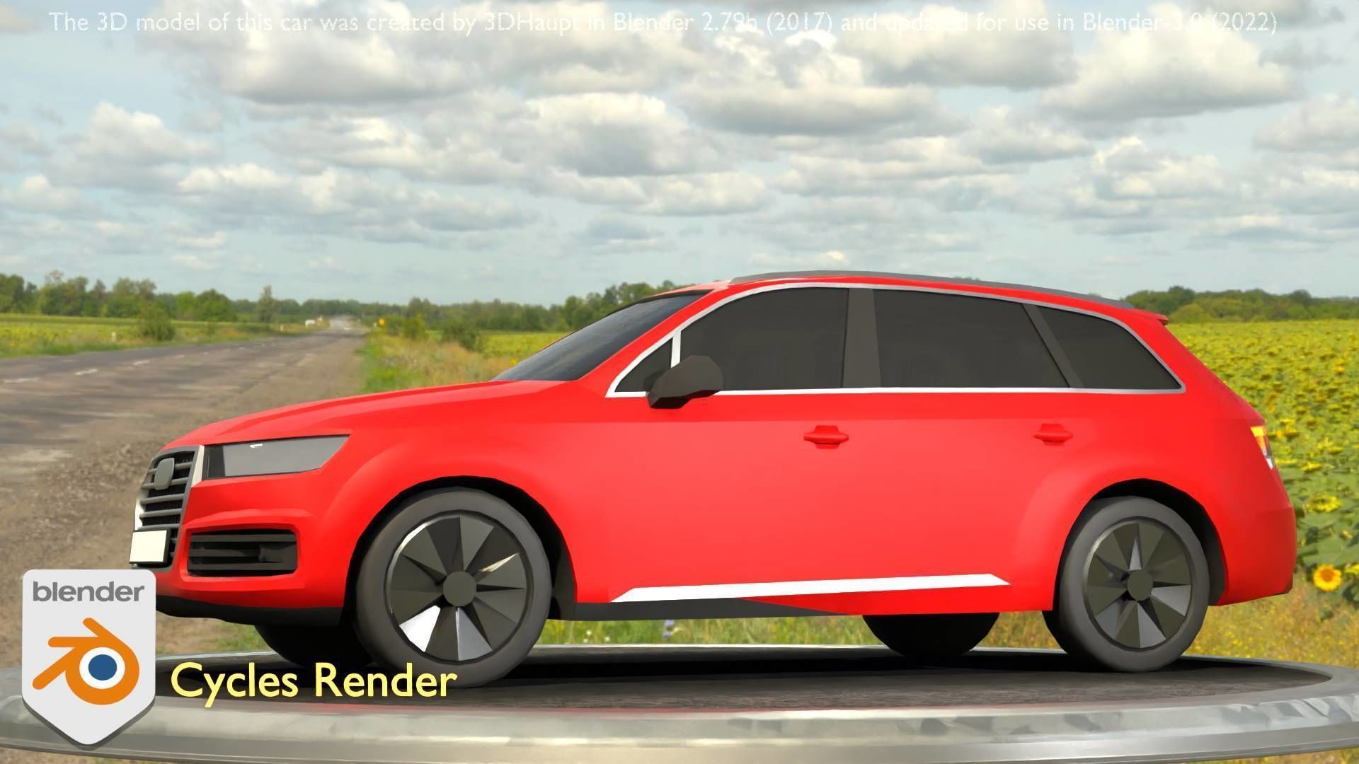 City Car 33 SUV Type-B Red Low-poly 3D model_14