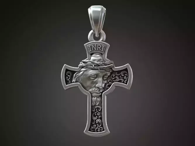 Ukrainian prayer cross pendant catholic Jesus face  3D print model