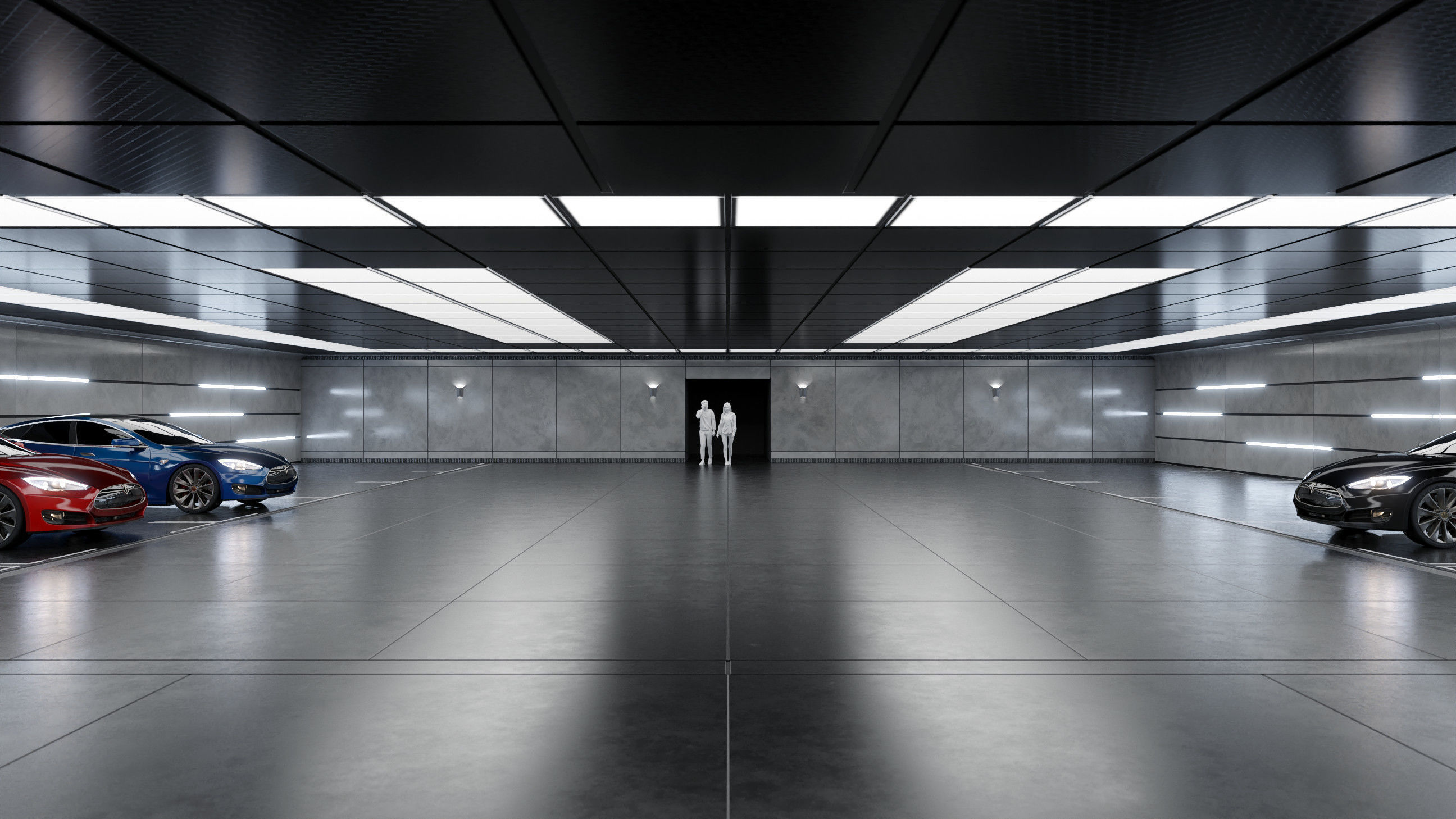 Modern Underground Car Garage 3D model_3