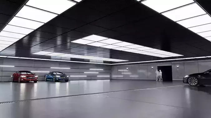 Modern Underground Car Garage 3D model