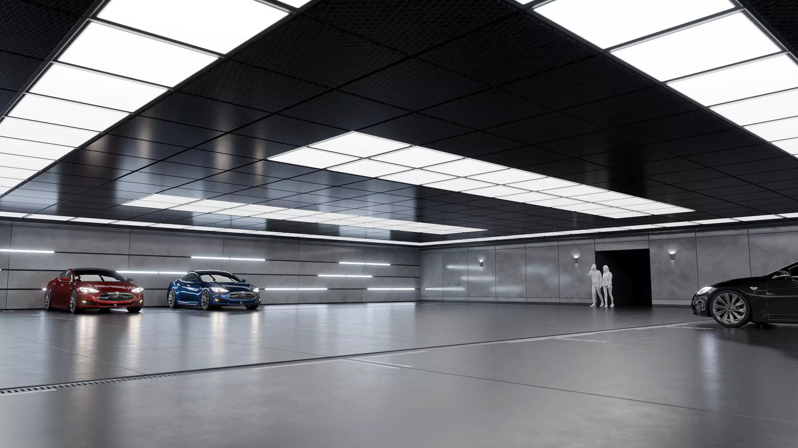 Modern Underground Car Garage 3D model_0