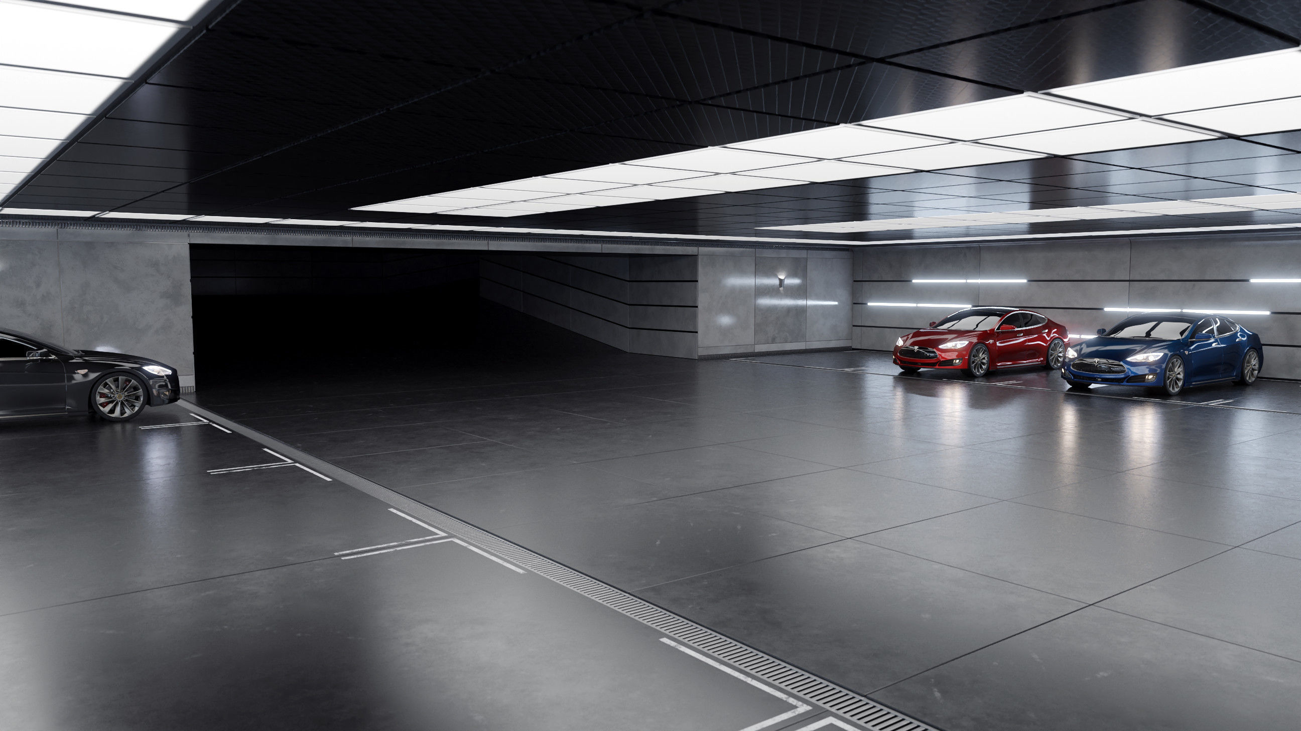 Modern Underground Car Garage 3D model_1